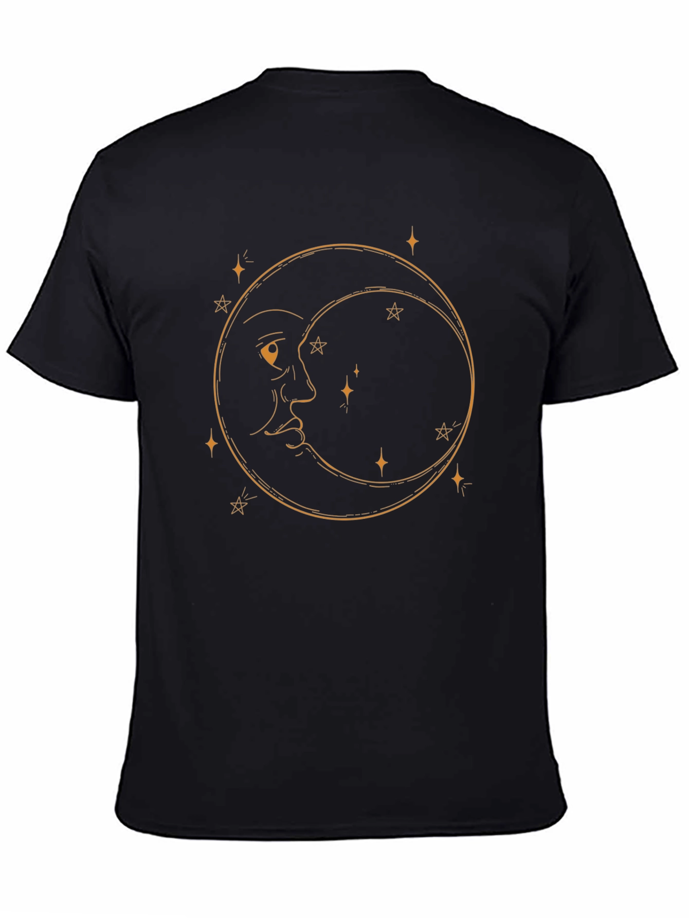 Celestial Moon Graphic Tee - Black Cotton Comfort