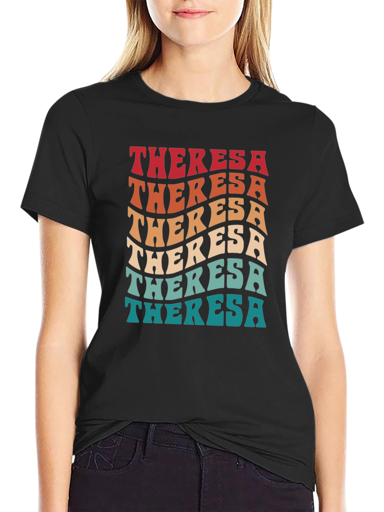 Theresa Retro Wavy Text T-Shirt