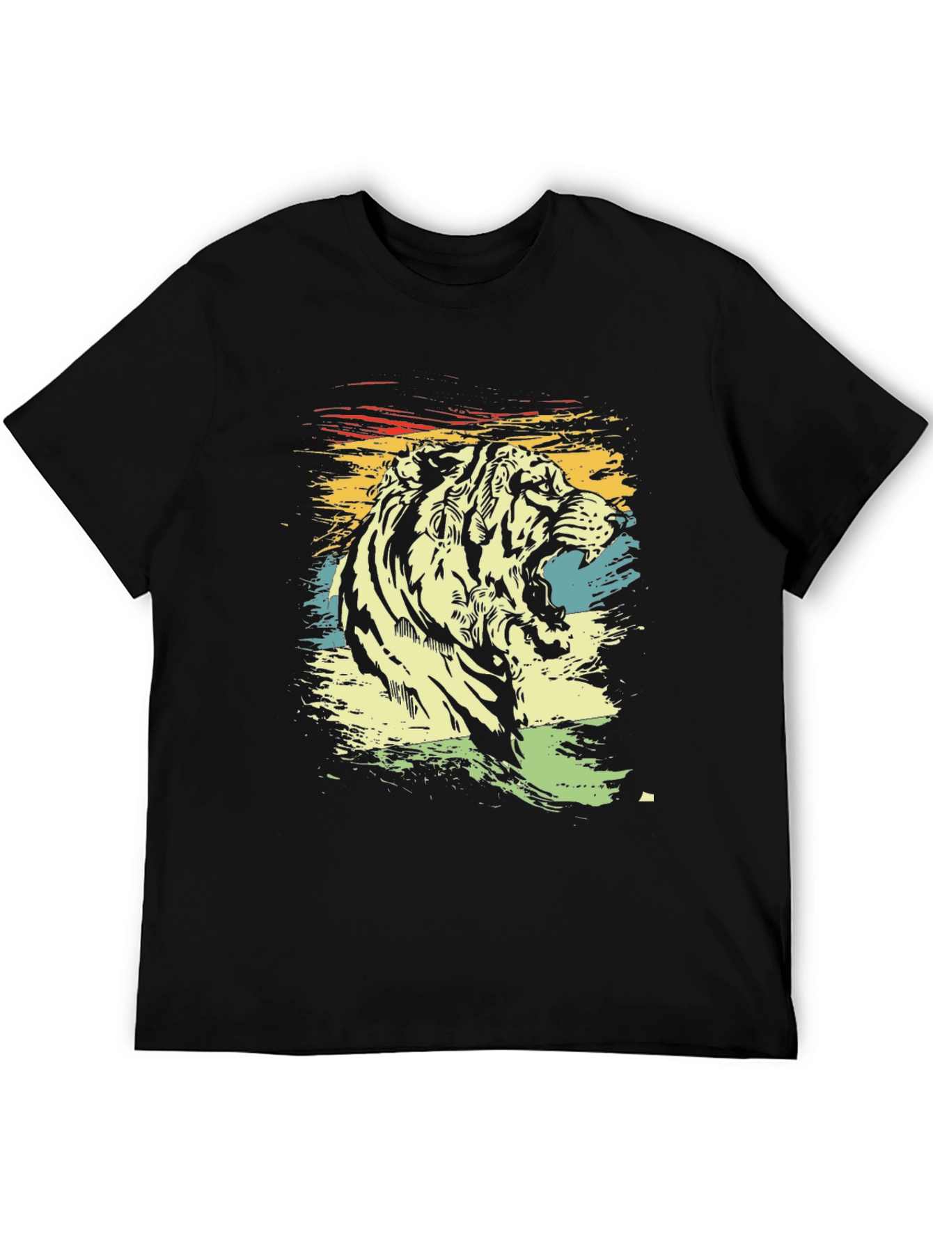 Retro Tiger Graphic T-Shirt - Black