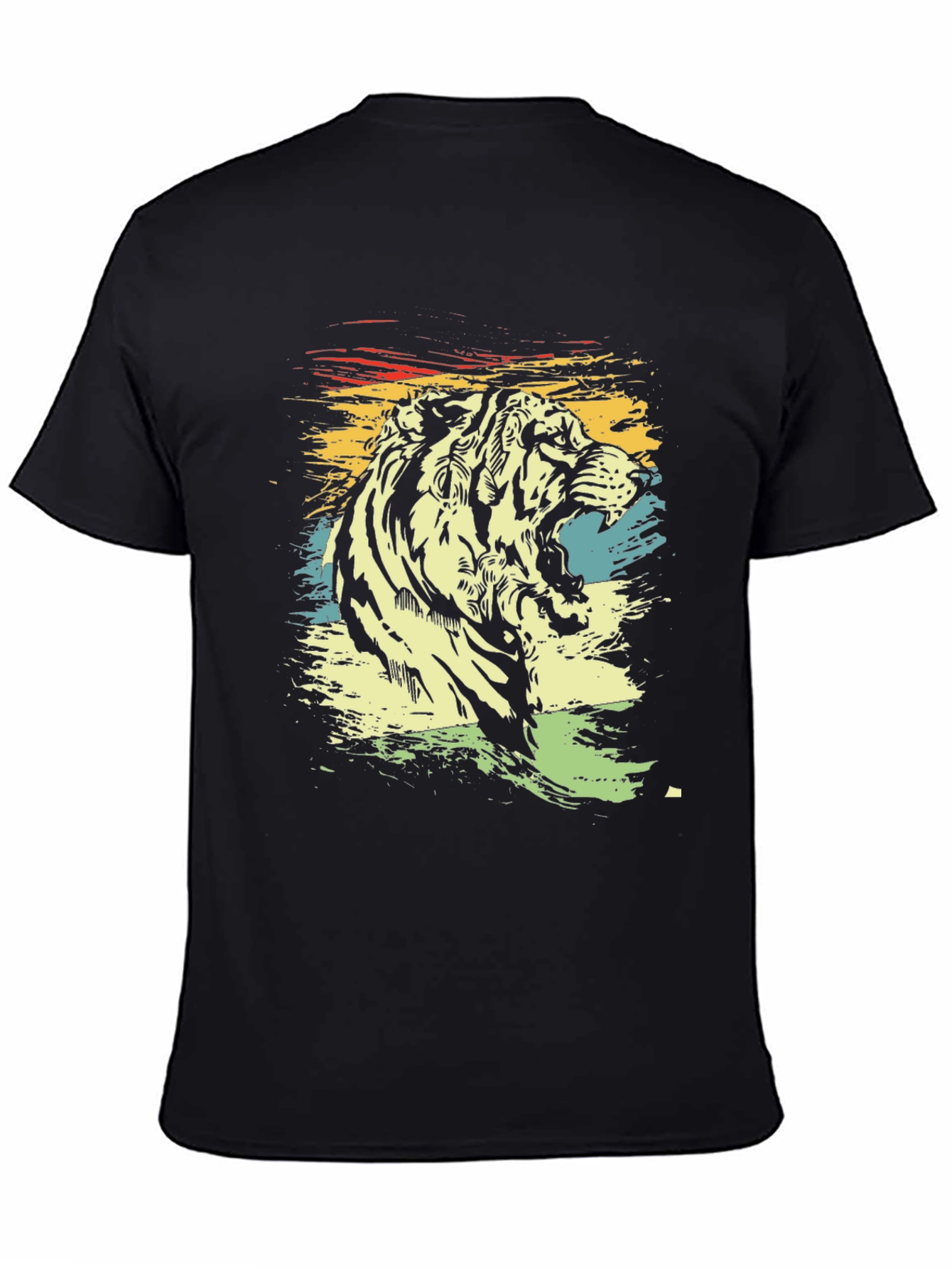 Retro Tiger Graphic T-Shirt - Black