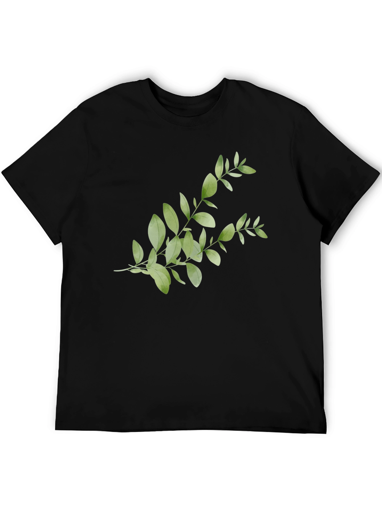 Botanical Print Tee - Black Casual Cotton Shirt