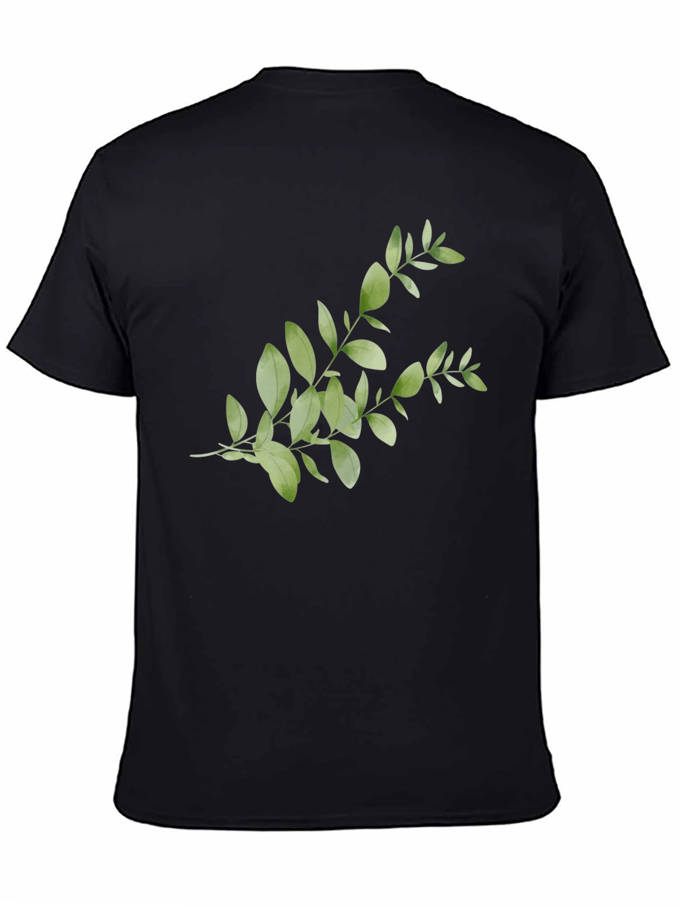 Botanical Print Tee - Black Casual Cotton Shirt
