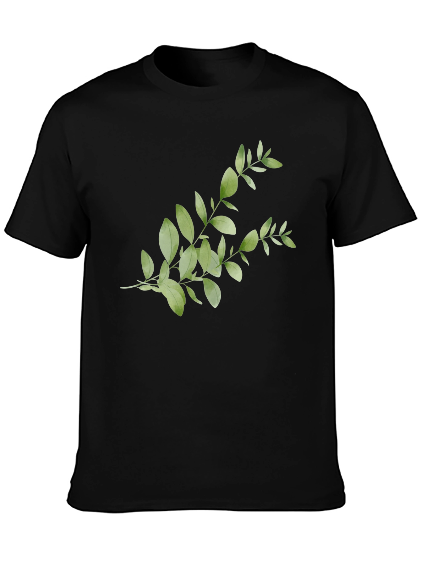 Botanical Print Tee - Black Casual Cotton Shirt