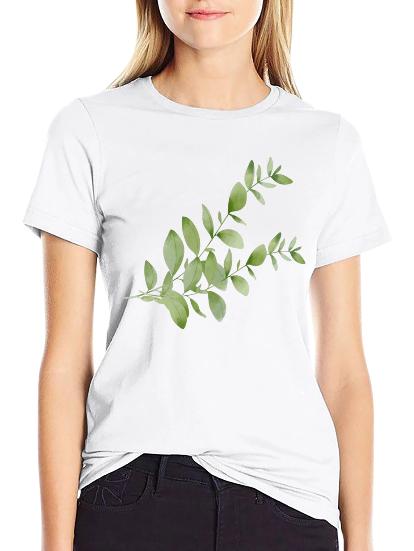 Botanical Print Tee - Black Casual Cotton Shirt