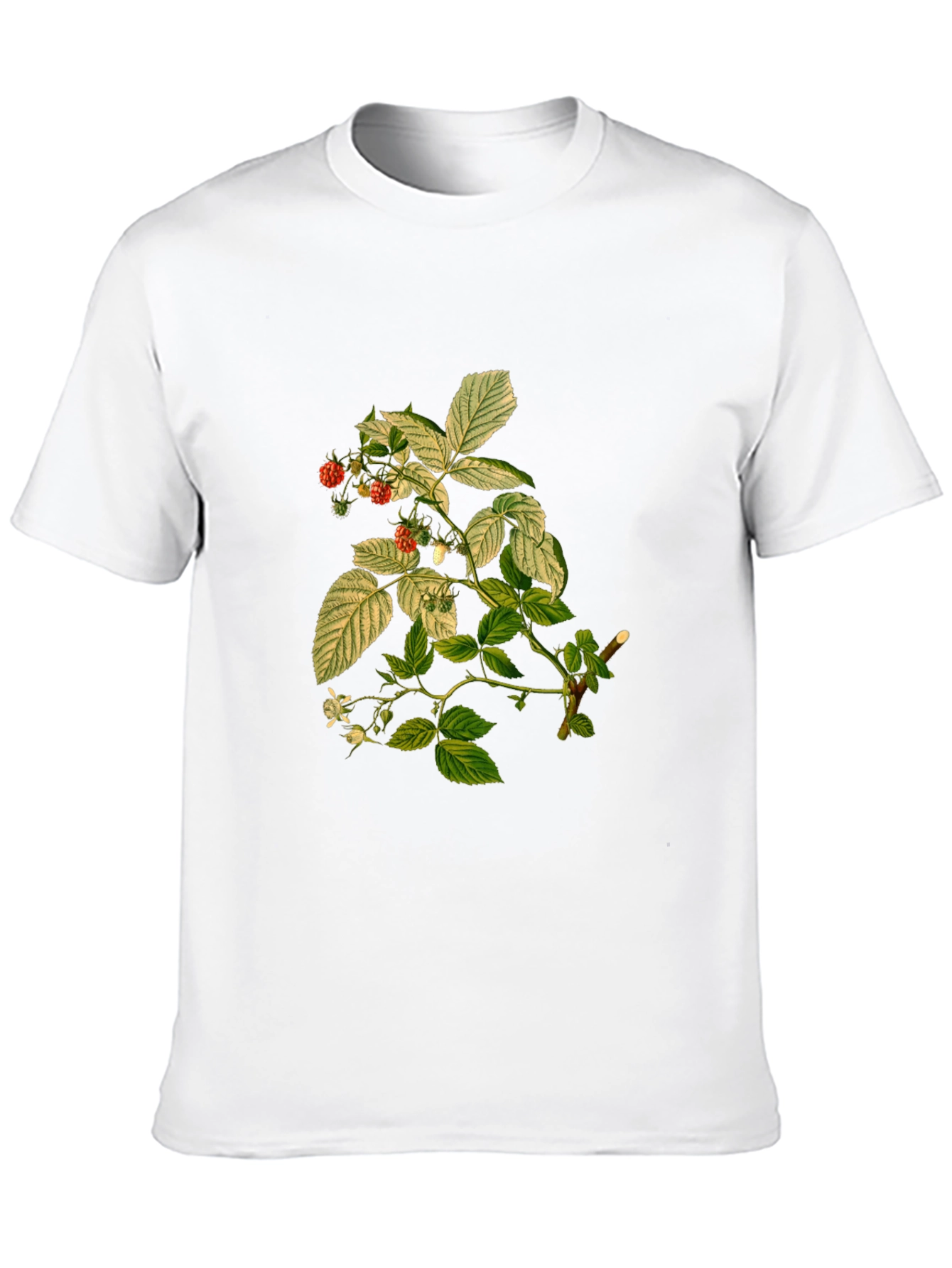 Botanical Berry Print Black T-Shirt