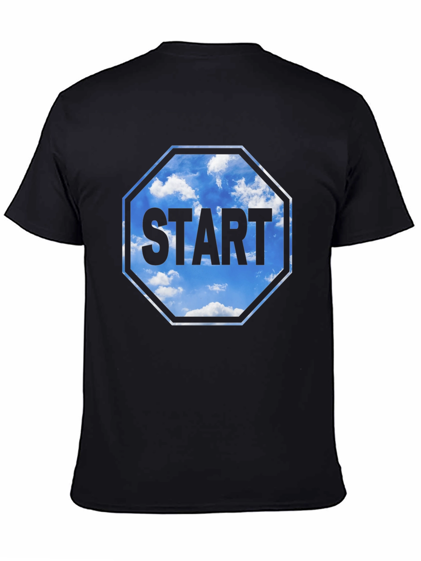 Start Sky Graphic Tee - Black Cotton Blend Shirt