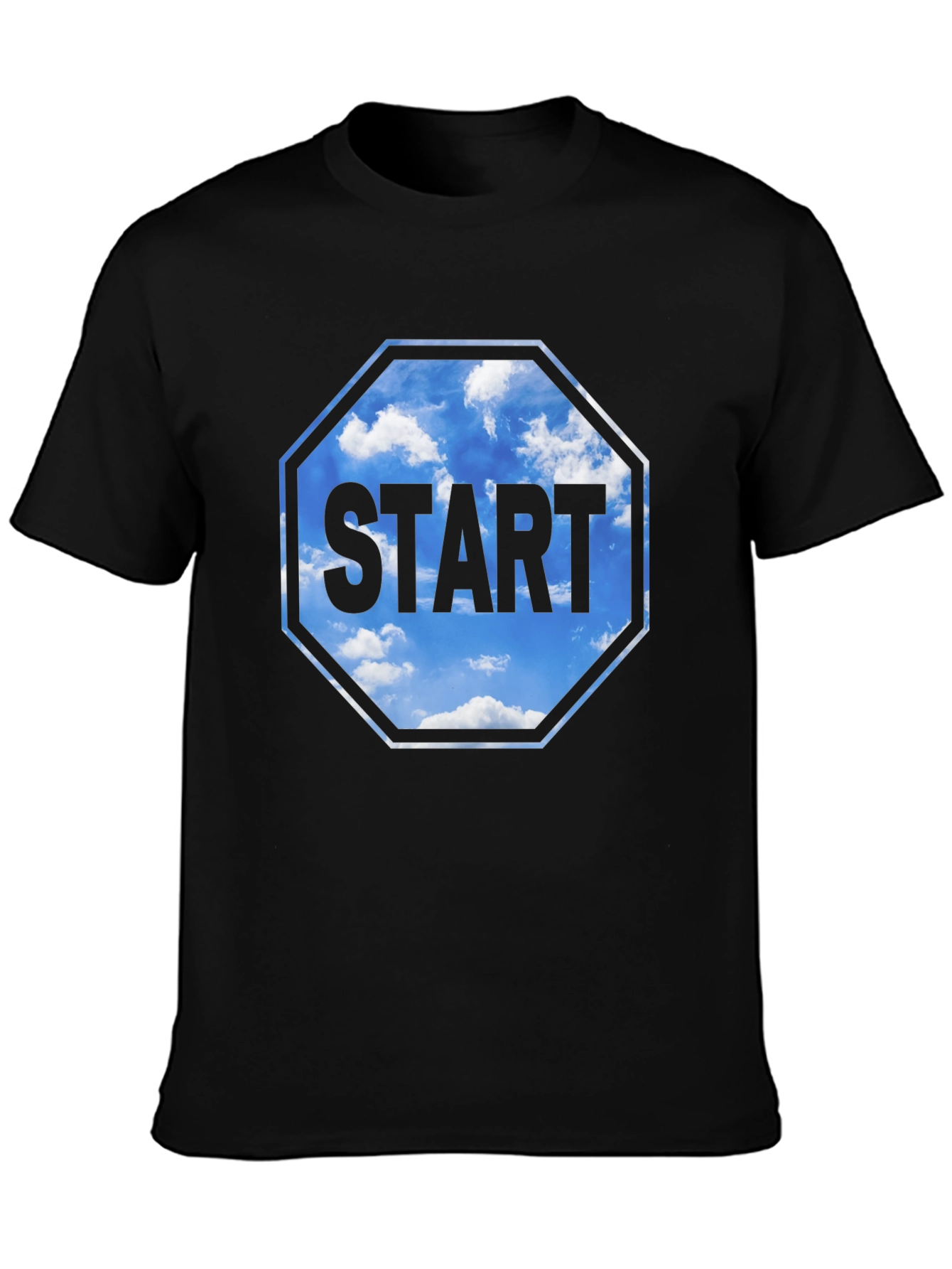 Start Sky Graphic Tee - Black Cotton Blend Shirt