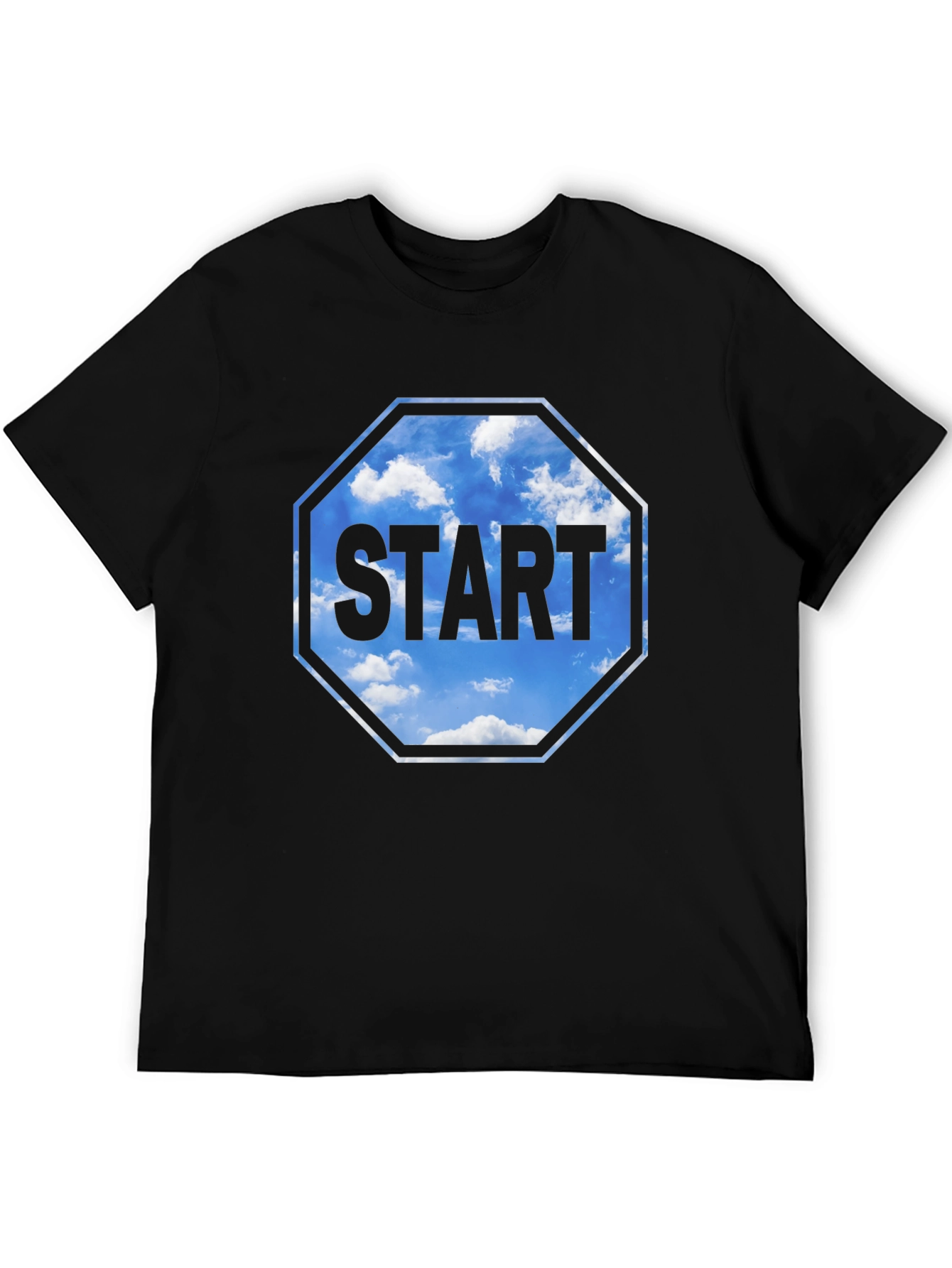 Start Sky Graphic Tee - Black Cotton Blend Shirt