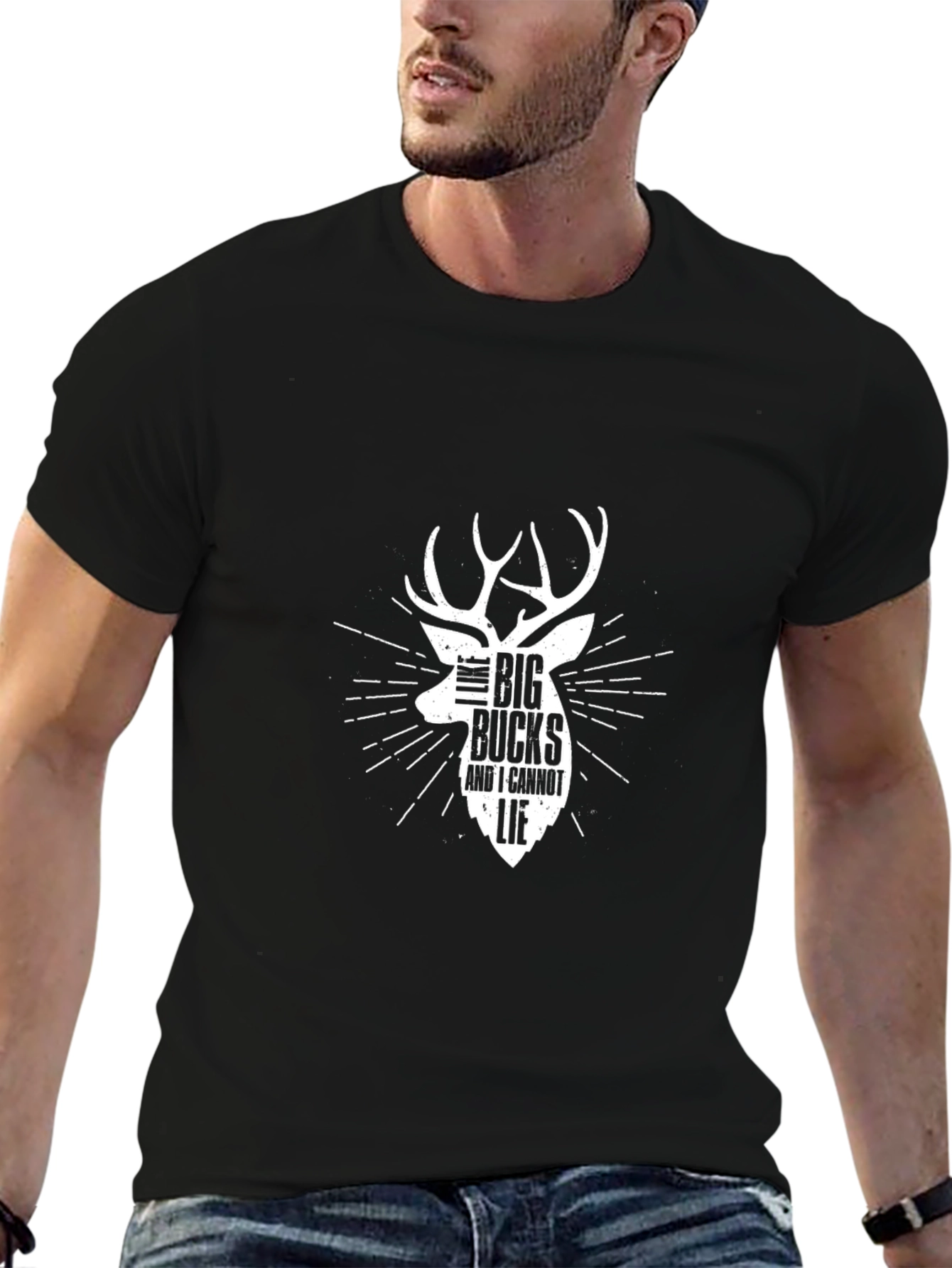 Big Bucks Deer Graphic T-Shirt - Black