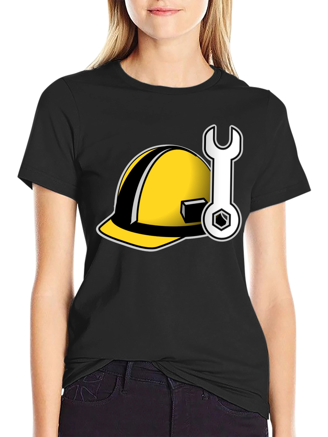 Construction Worker Tee: Hard Hat & Wrench Graphic