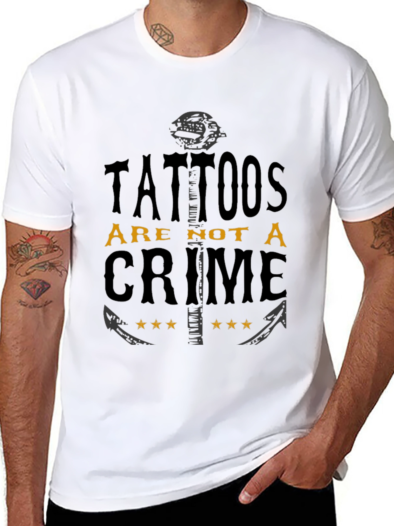 Tattoos Are Not a Crime Black Graphic T-Shirt