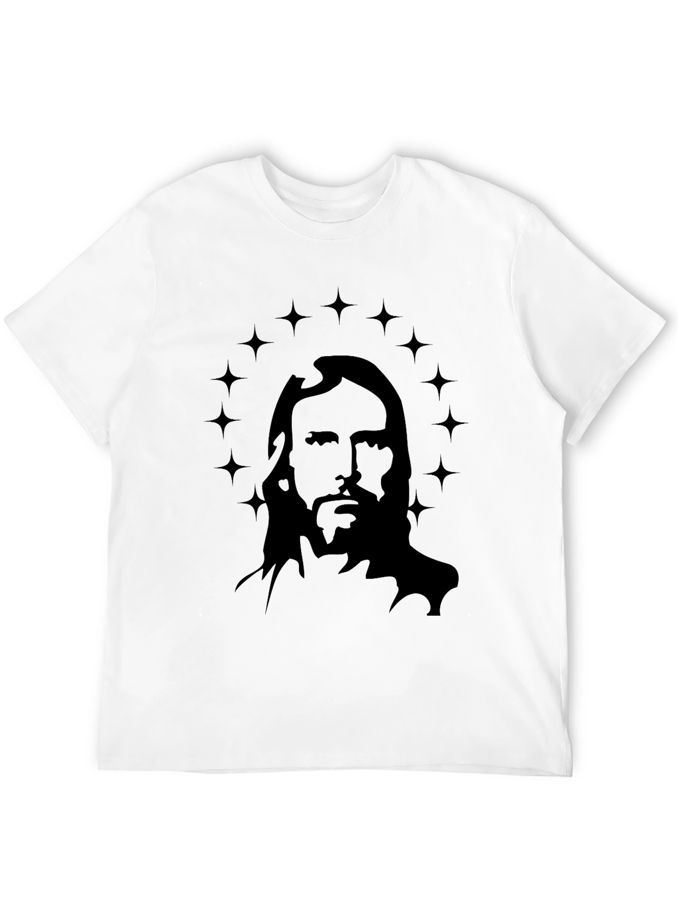 Jesus Christ Star Halo Graphic Black T-Shirt