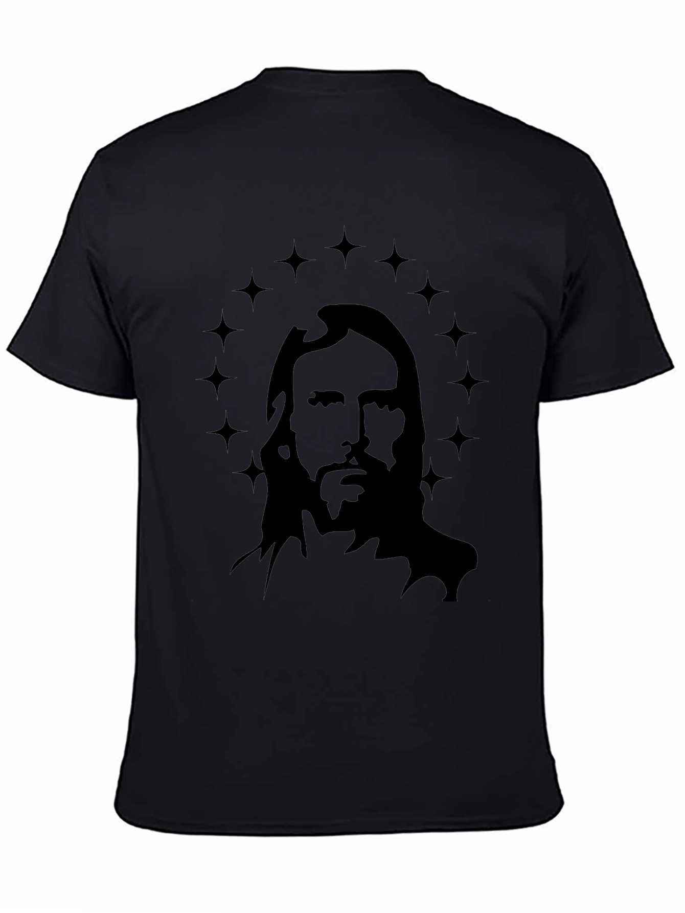 Jesus Christ Star Halo Graphic Black T-Shirt