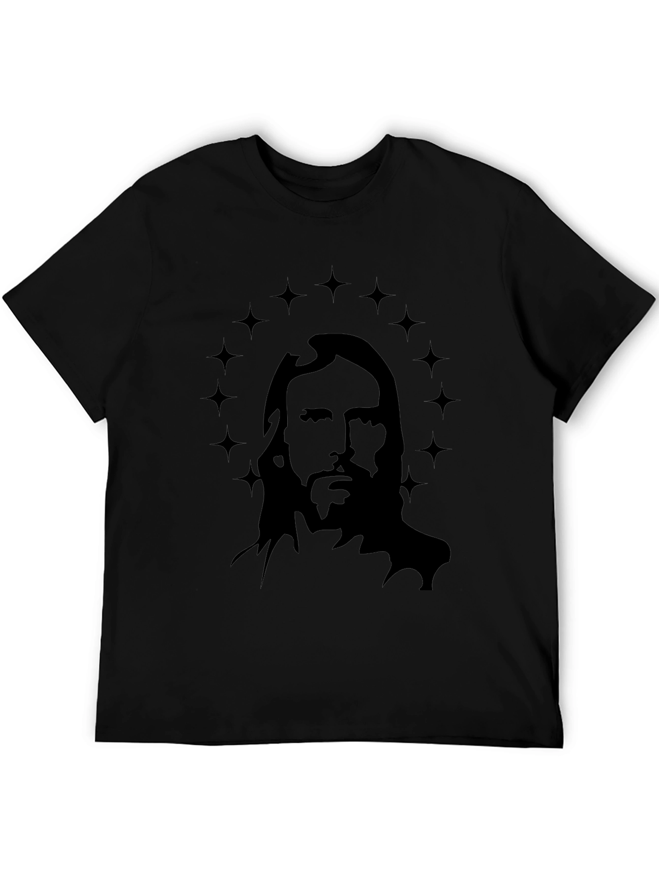 Jesus Christ Star Halo Graphic Black T-Shirt