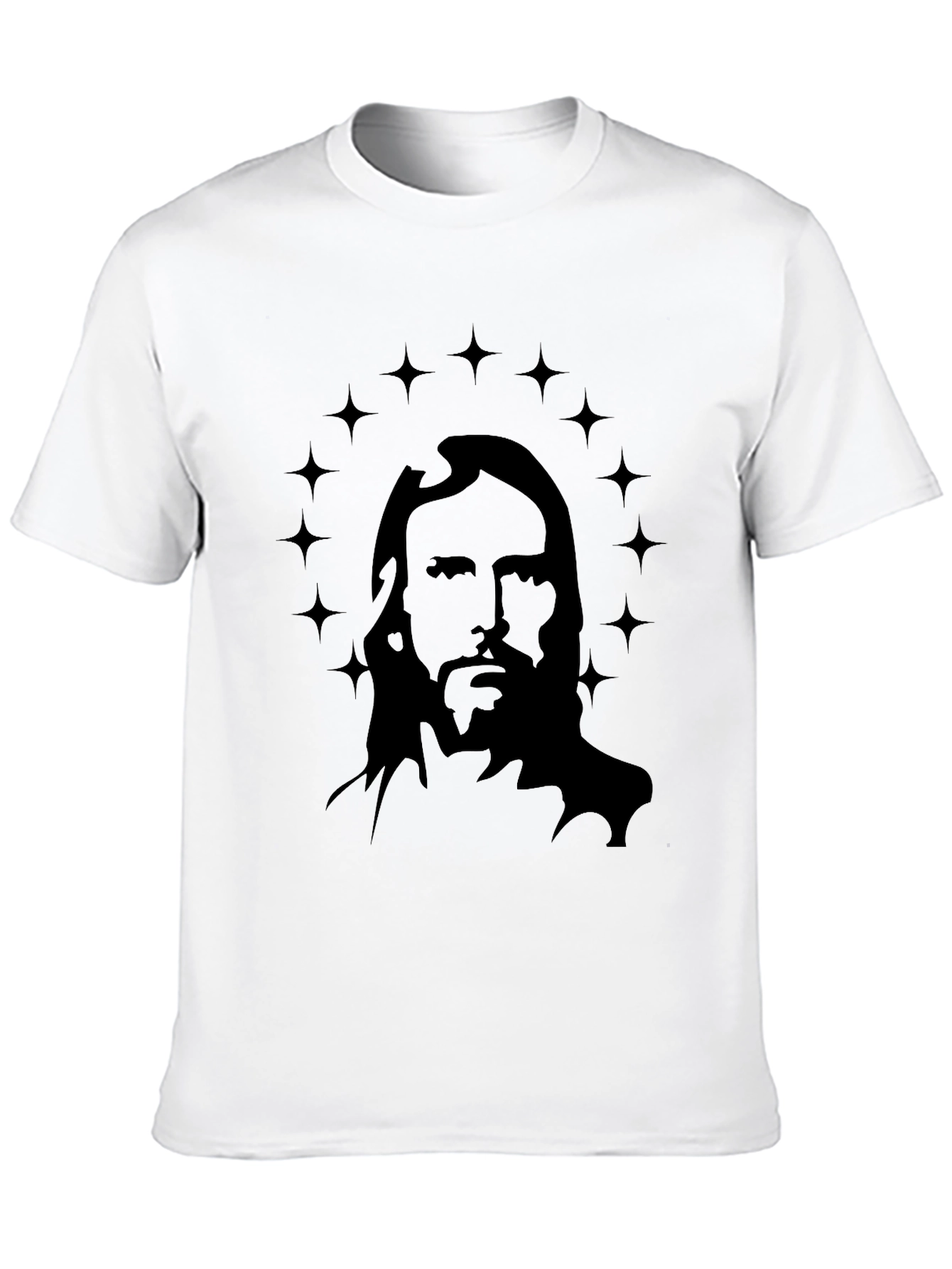 Jesus Christ Star Halo Graphic Black T-Shirt