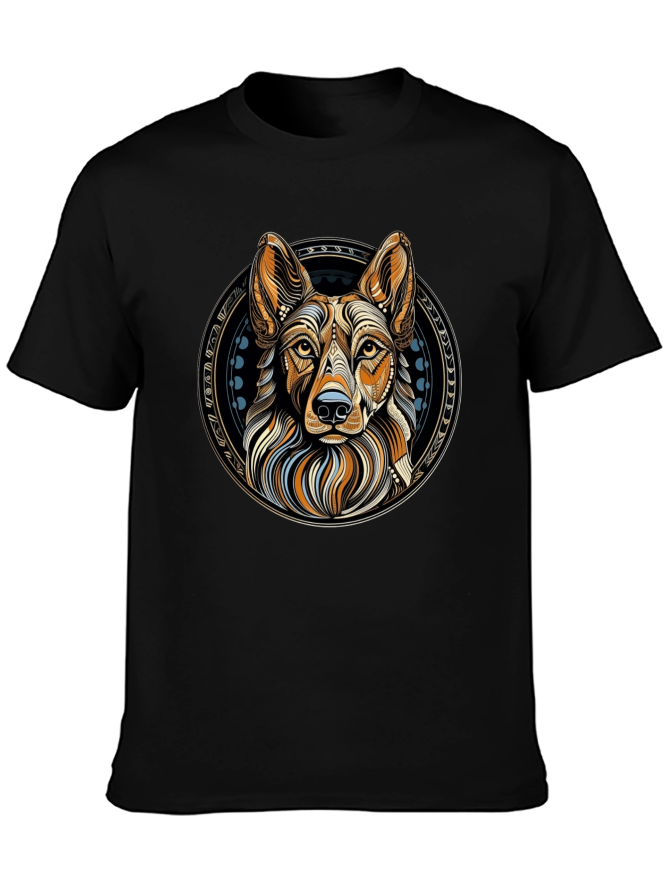 Geometric Dog Graphic Tee - Artistic Canine Design