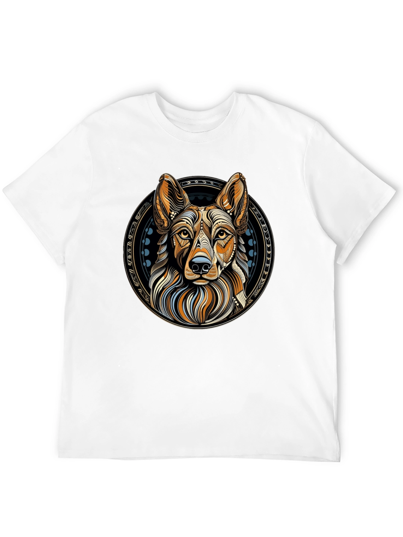Geometric Dog Graphic Tee - Artistic Canine Design