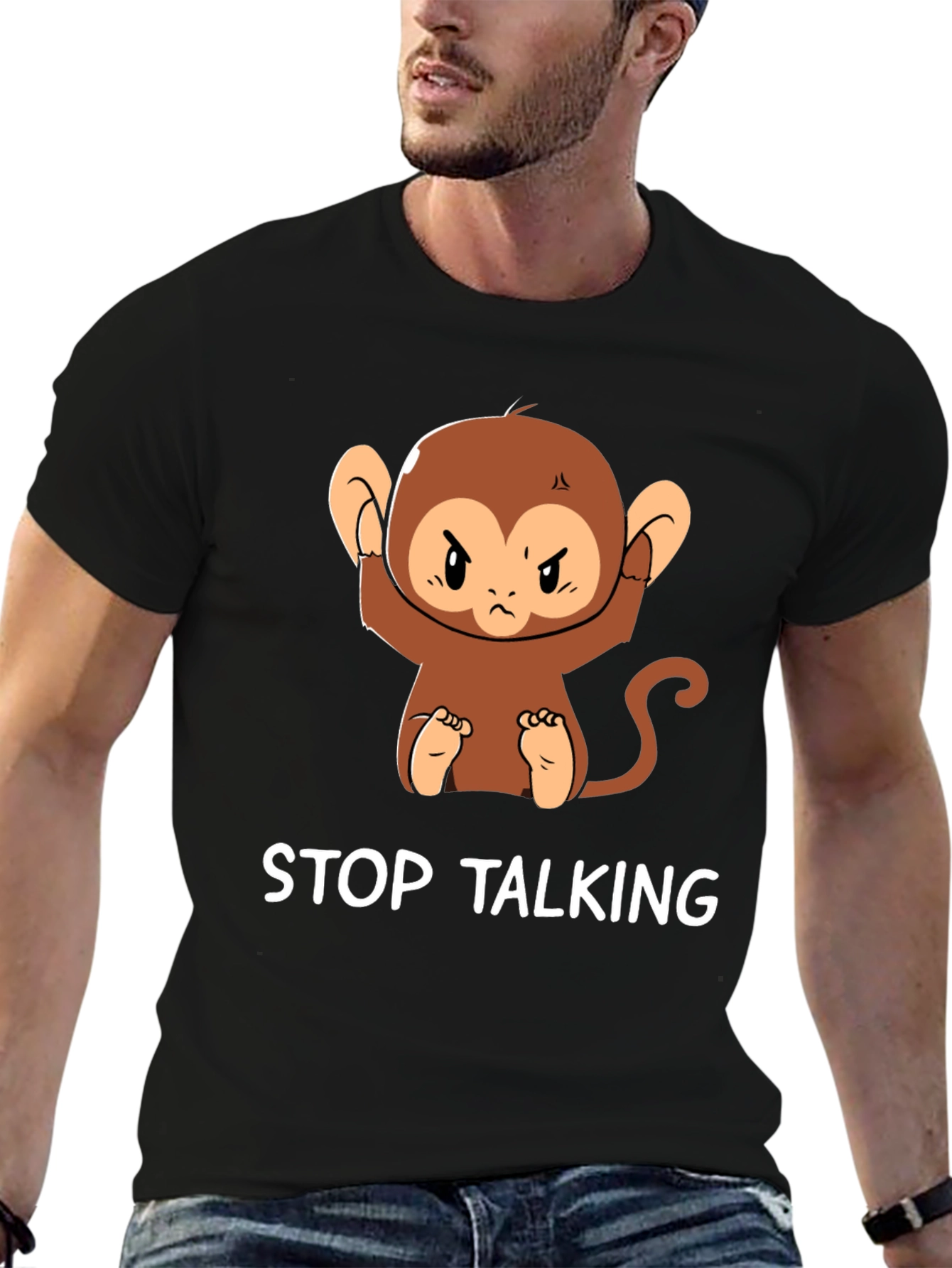 Stop Talking Monkey Graphic T-Shirt
