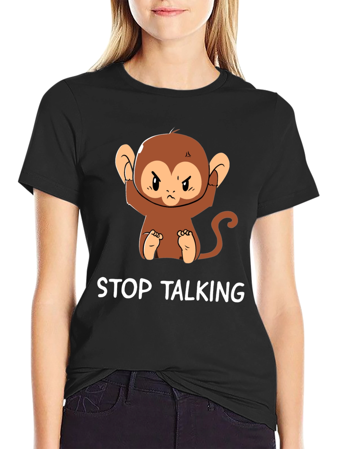 Stop Talking Monkey Graphic T-Shirt
