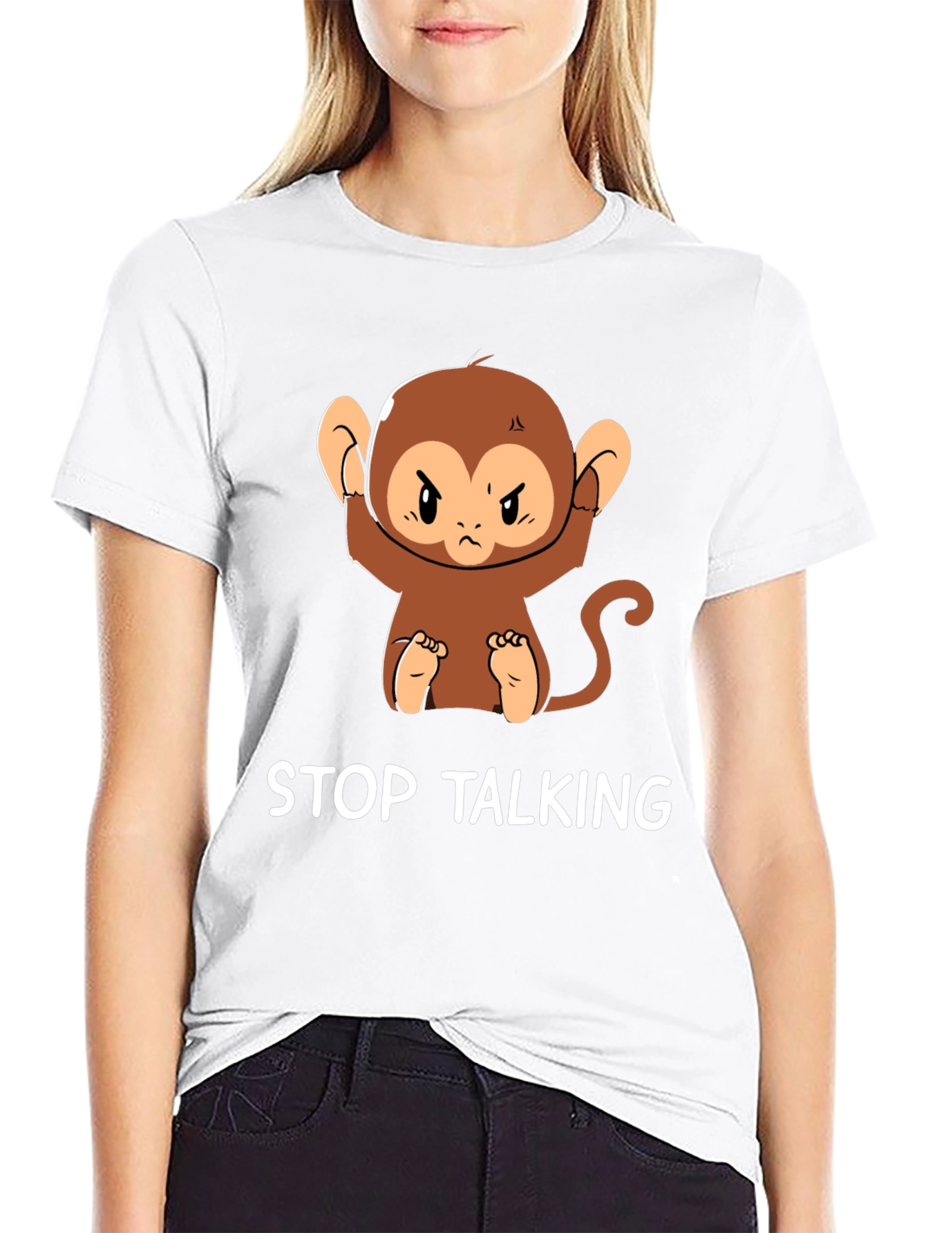 Stop Talking Monkey Graphic T-Shirt