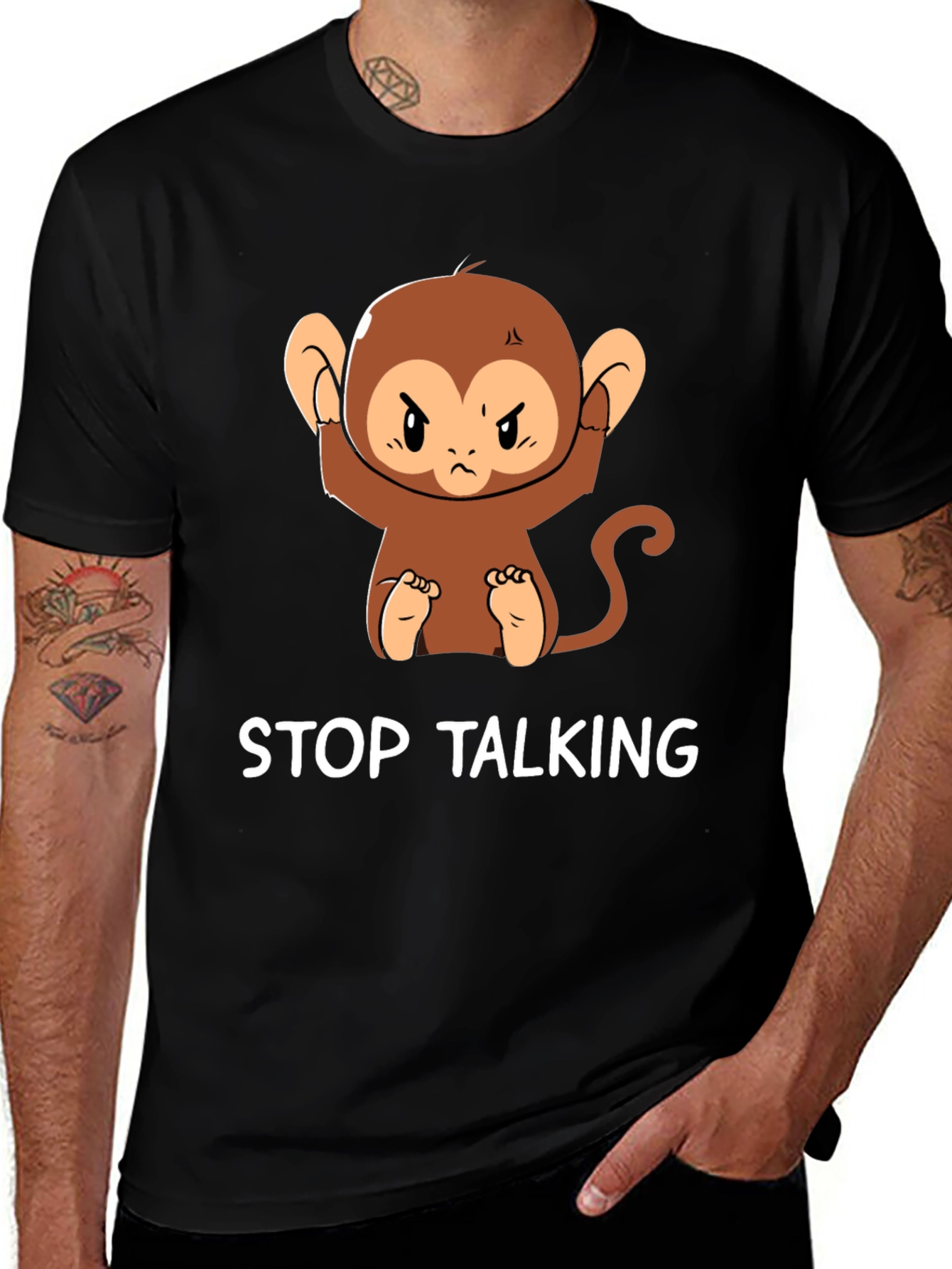 Stop Talking Monkey Graphic T-Shirt