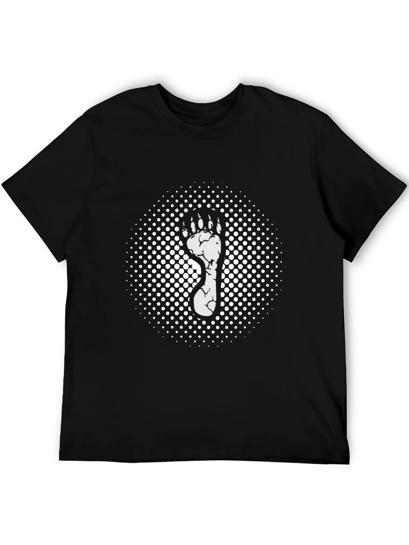 Mens Black T-Shirt with Footprint Graphic