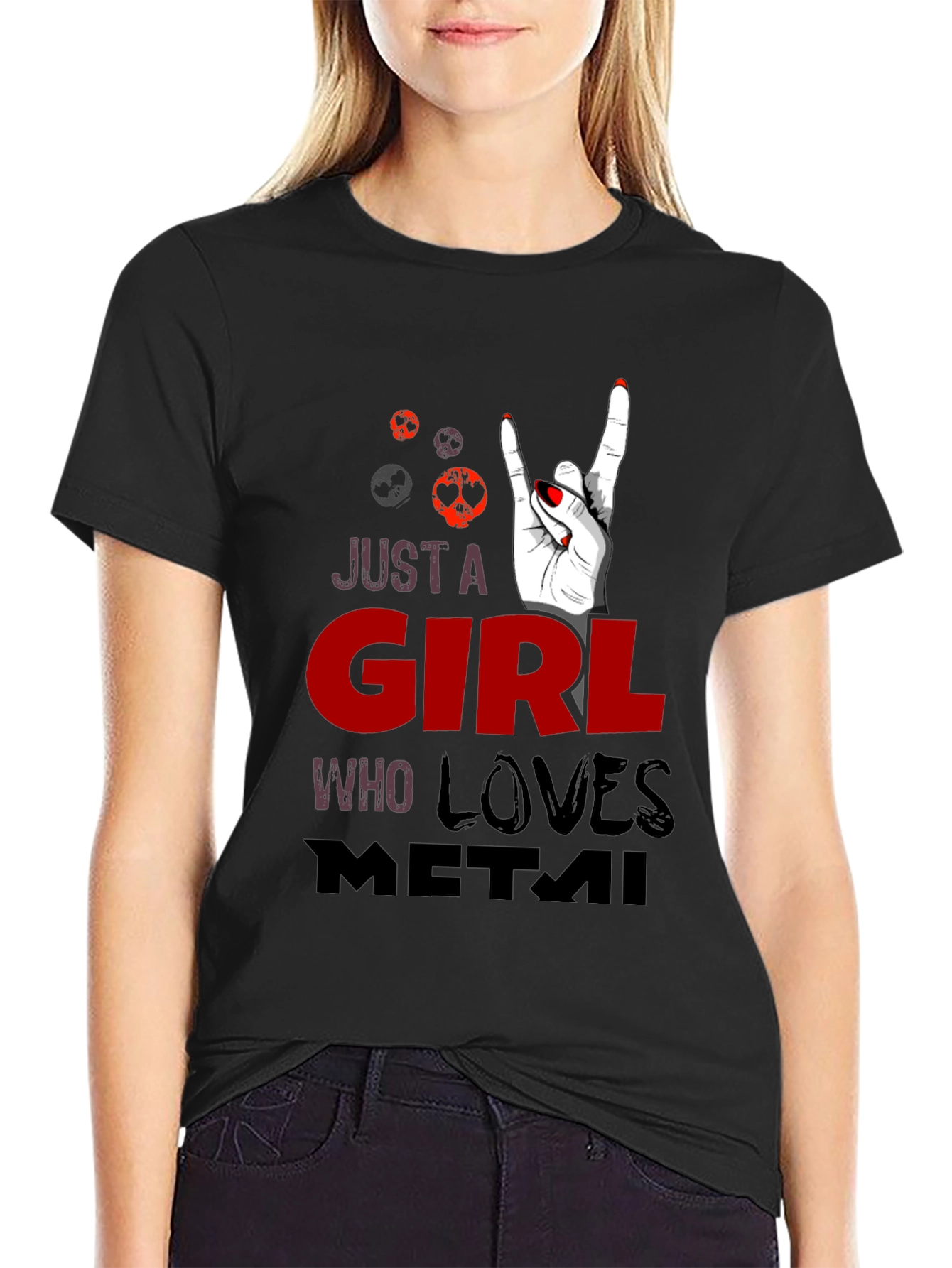Just a Girl Who Loves Metal Graphic T-Shirt