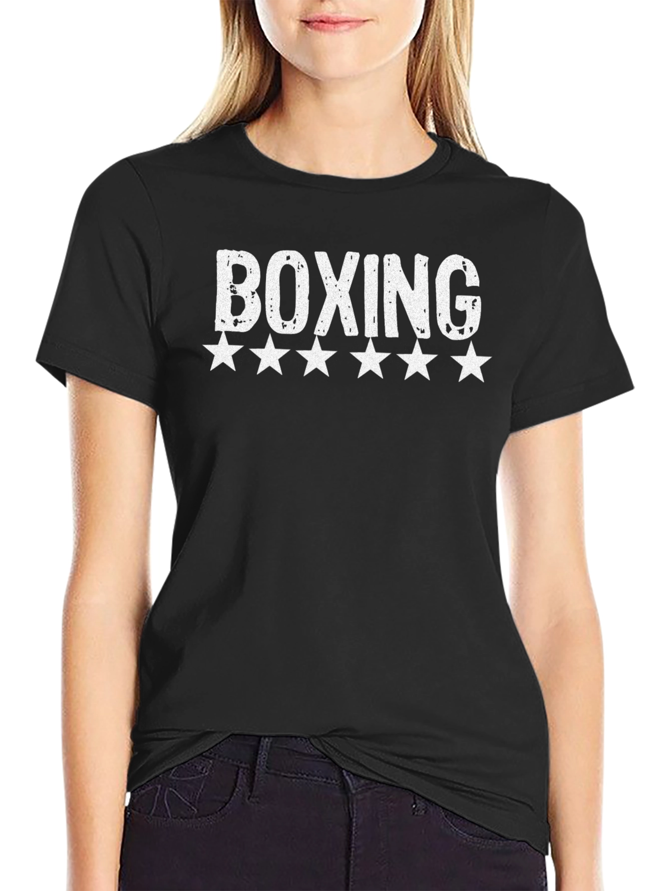 Boxing Star Graphic Tee - Black Cotton T-Shirt