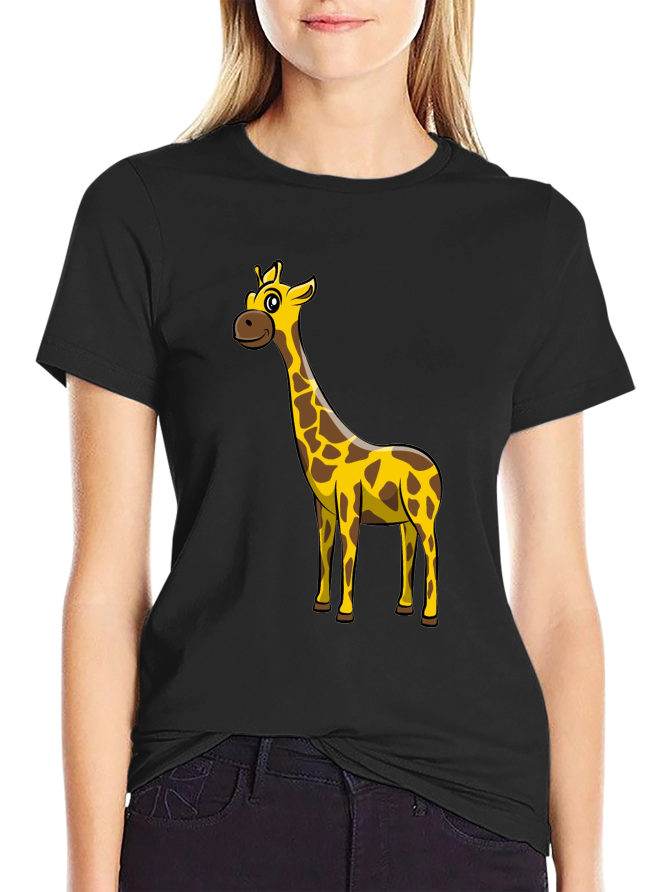Giraffe Graphic Black T-Shirt