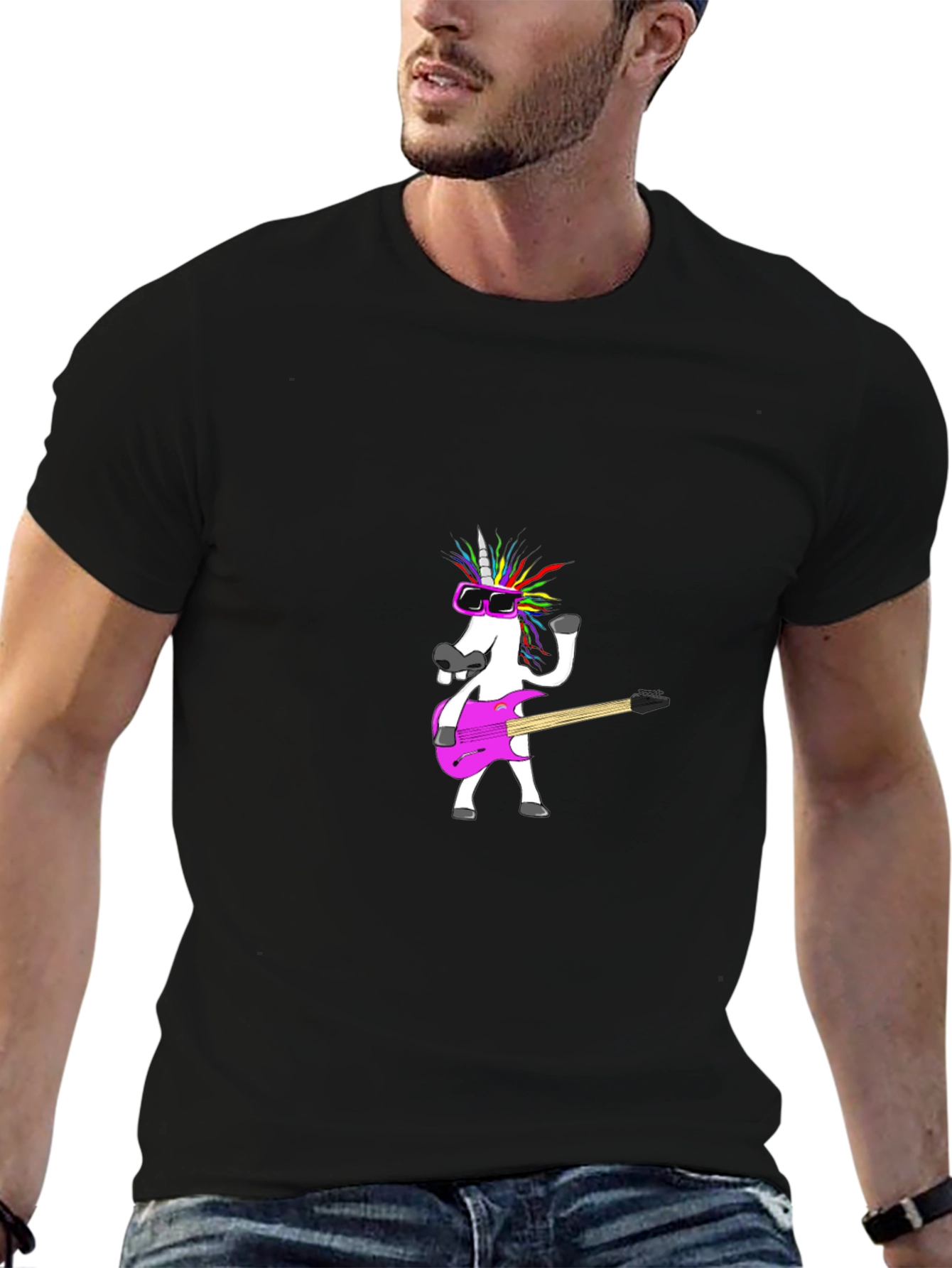 Unicorn Guitarist Black T-Shirt
