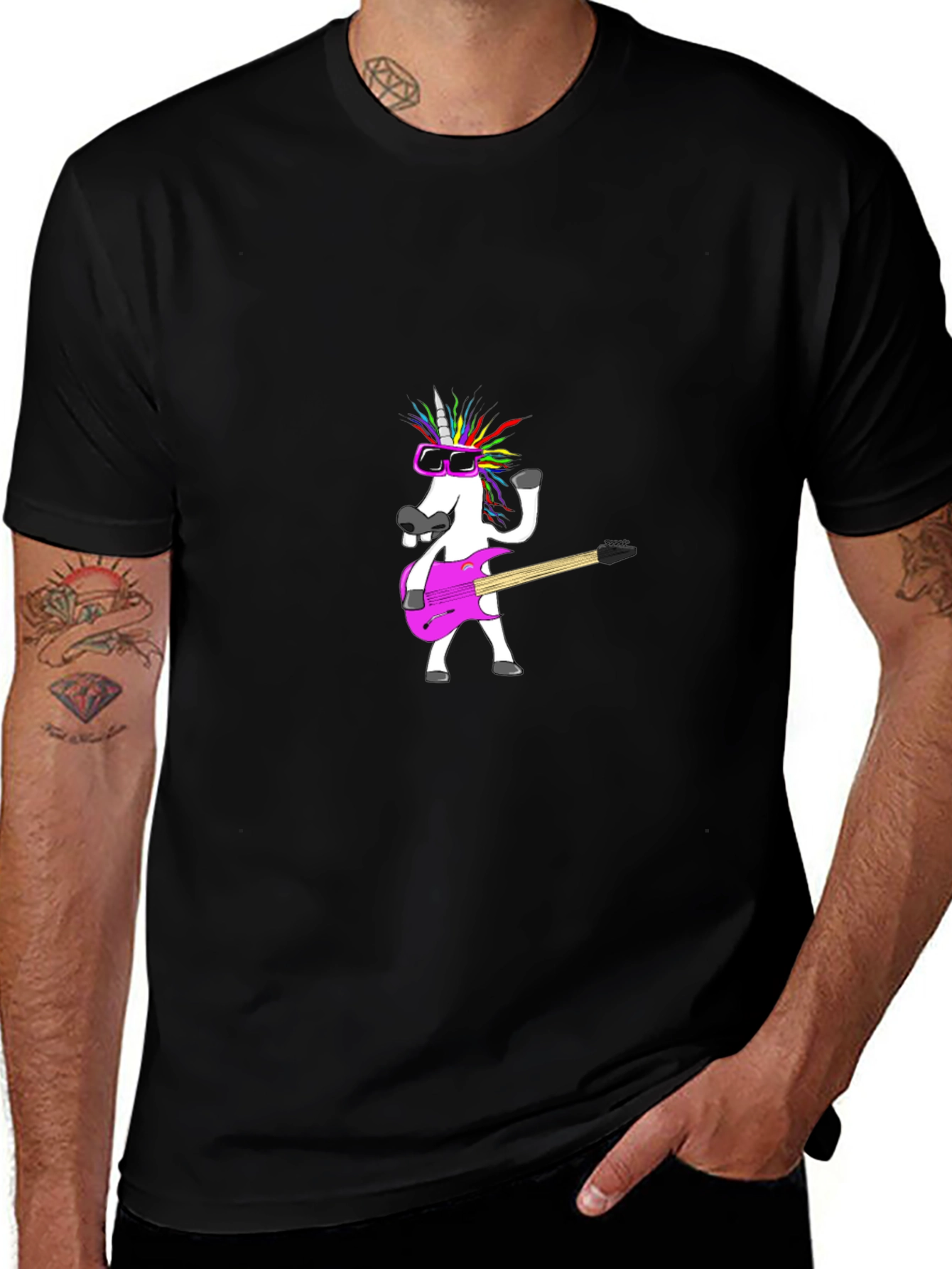 Unicorn Guitarist Black T-Shirt