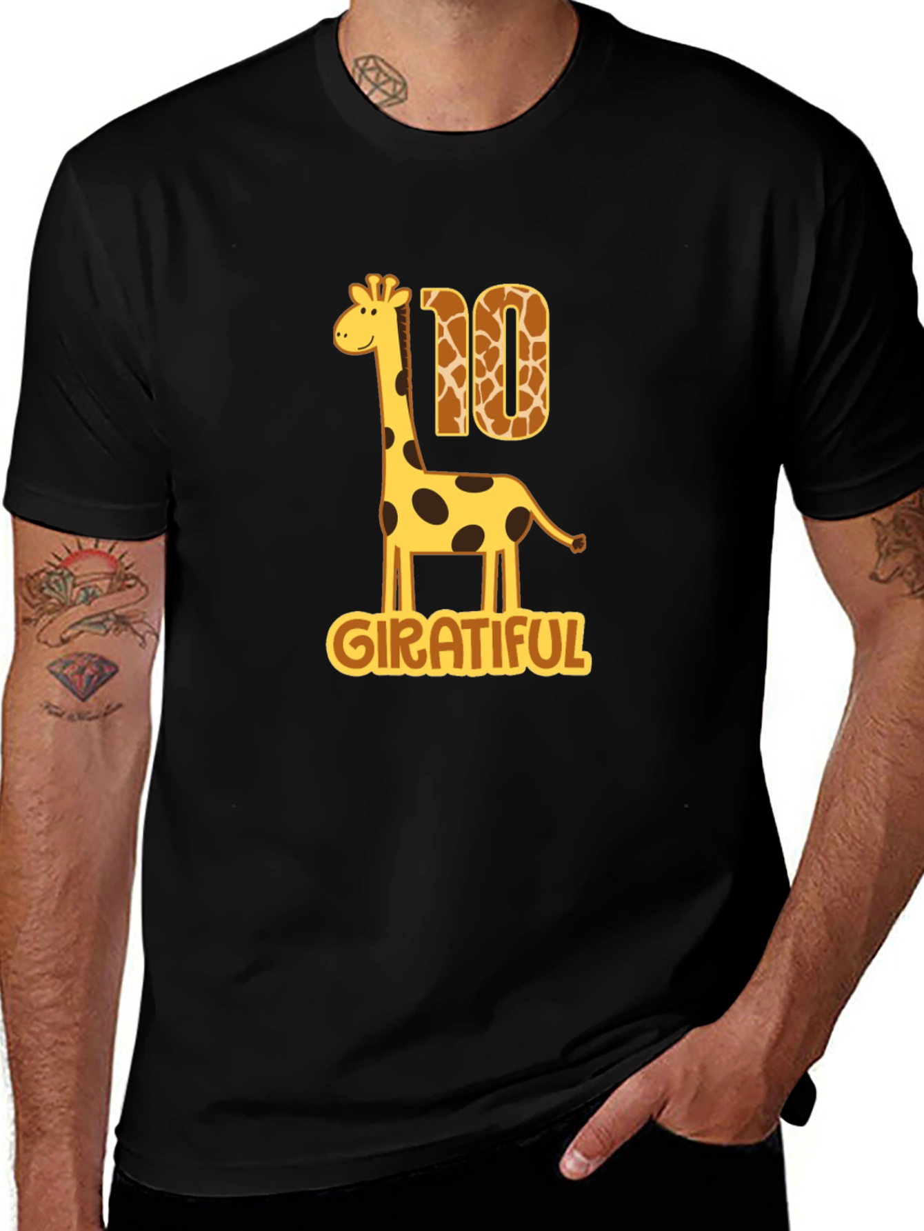 Girateful Birthday T-Shirt - 10th Birthday Giraffe Tee