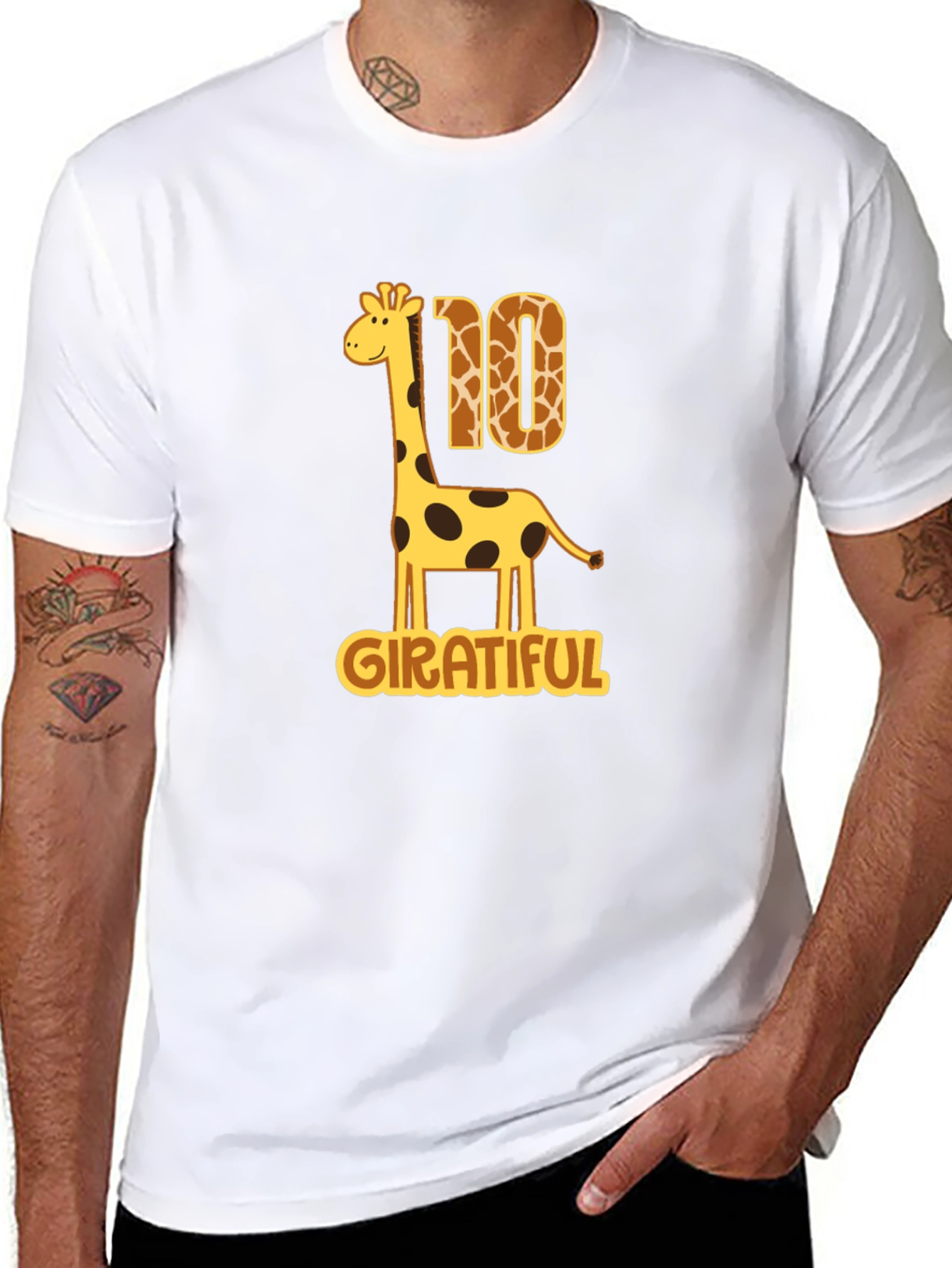 Girateful Birthday T-Shirt - 10th Birthday Giraffe Tee