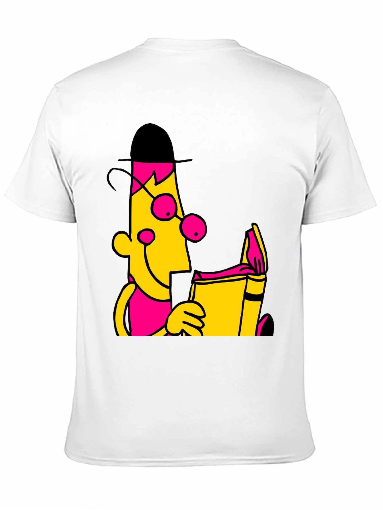 Cartoon Bookworm Graphic Tee - Black