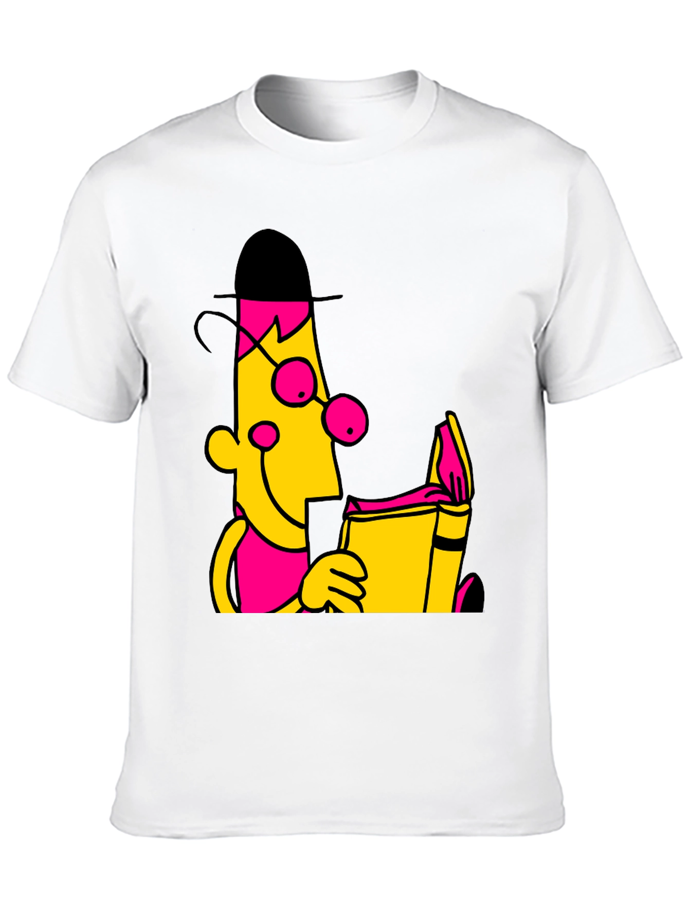 Cartoon Bookworm Graphic Tee - Black
