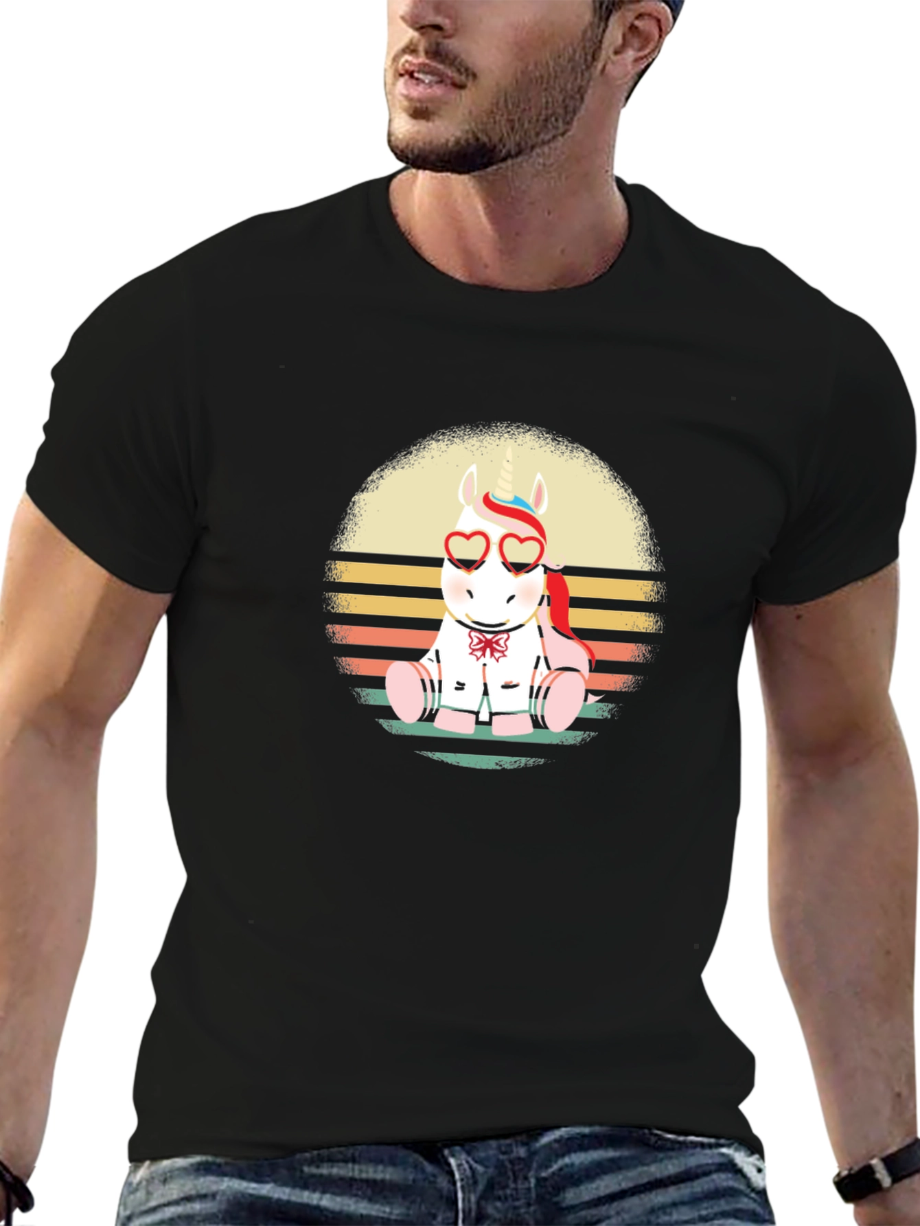 Retro Unicorn Heart Sunglasses T-Shirt