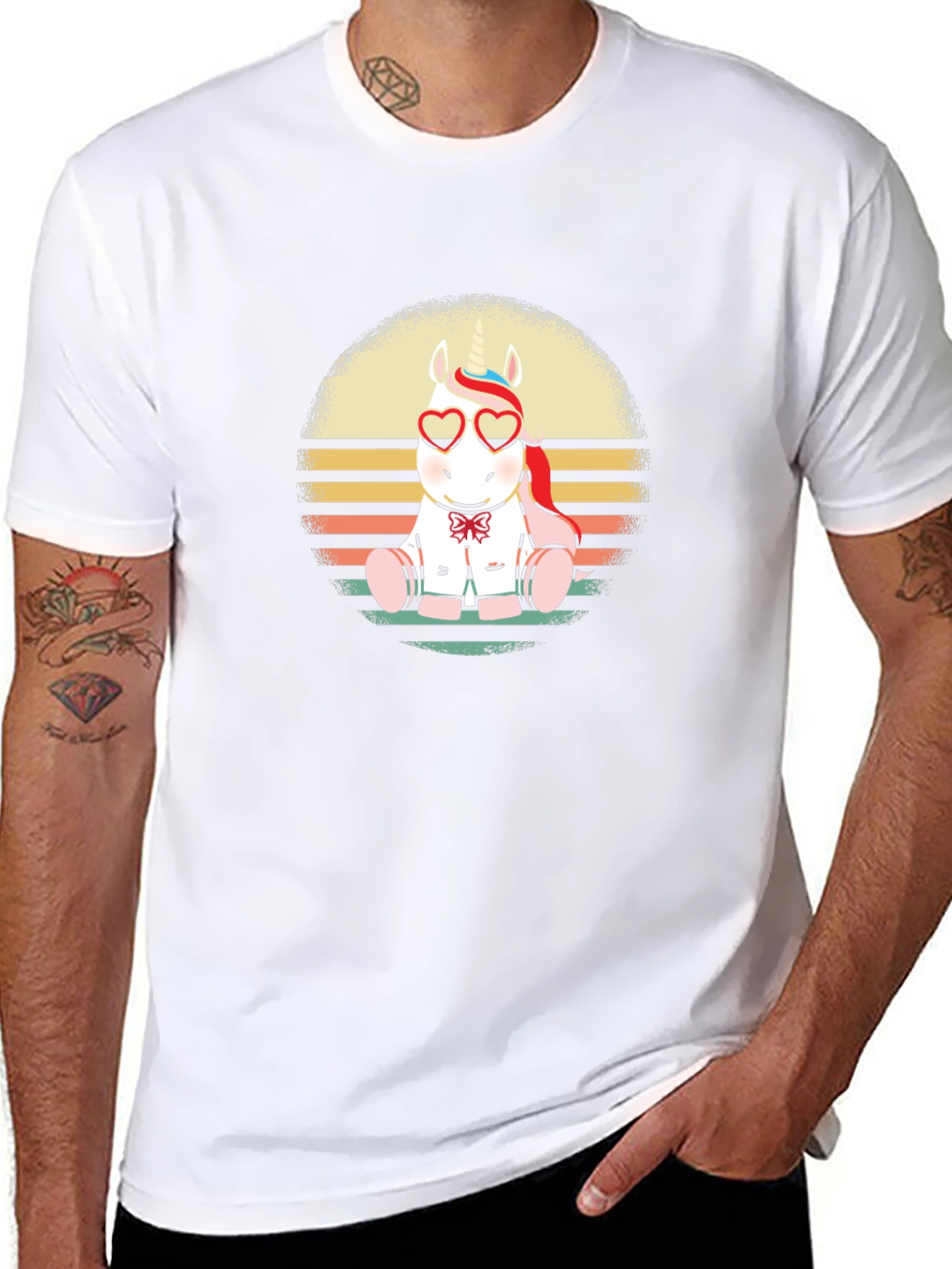 Retro Unicorn Heart Sunglasses T-Shirt