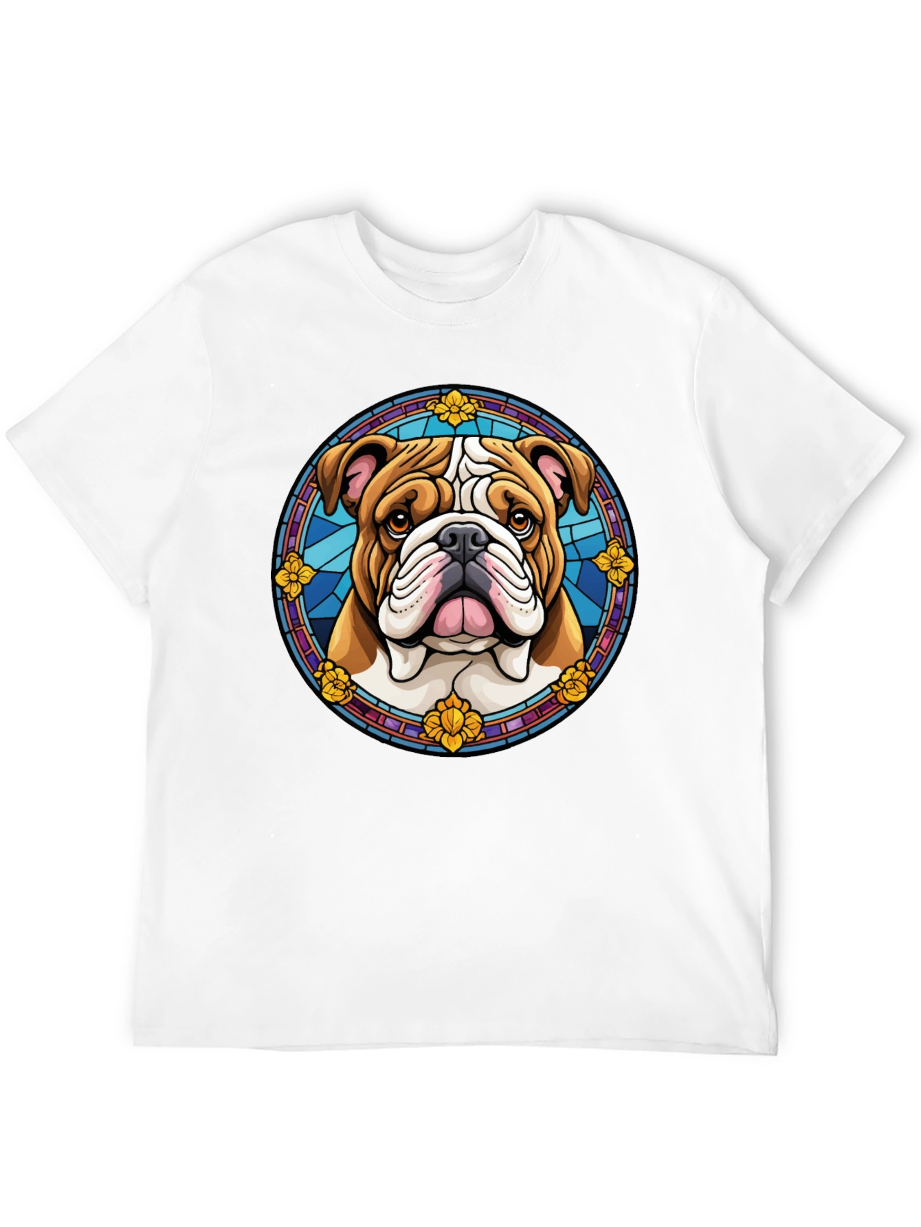 Bulldog Stained Glass Style Graphic Tee