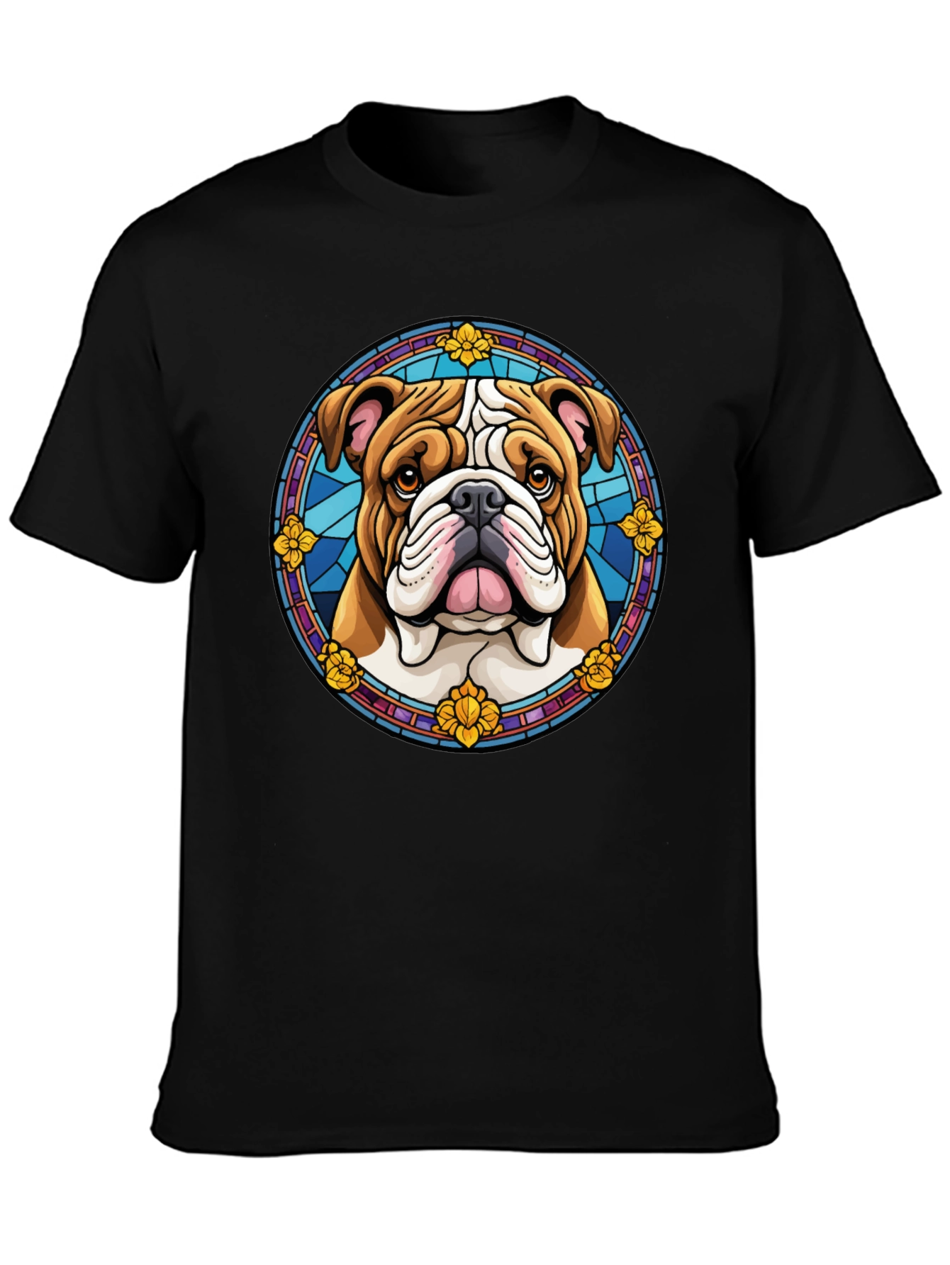 Bulldog Stained Glass Style Graphic Tee