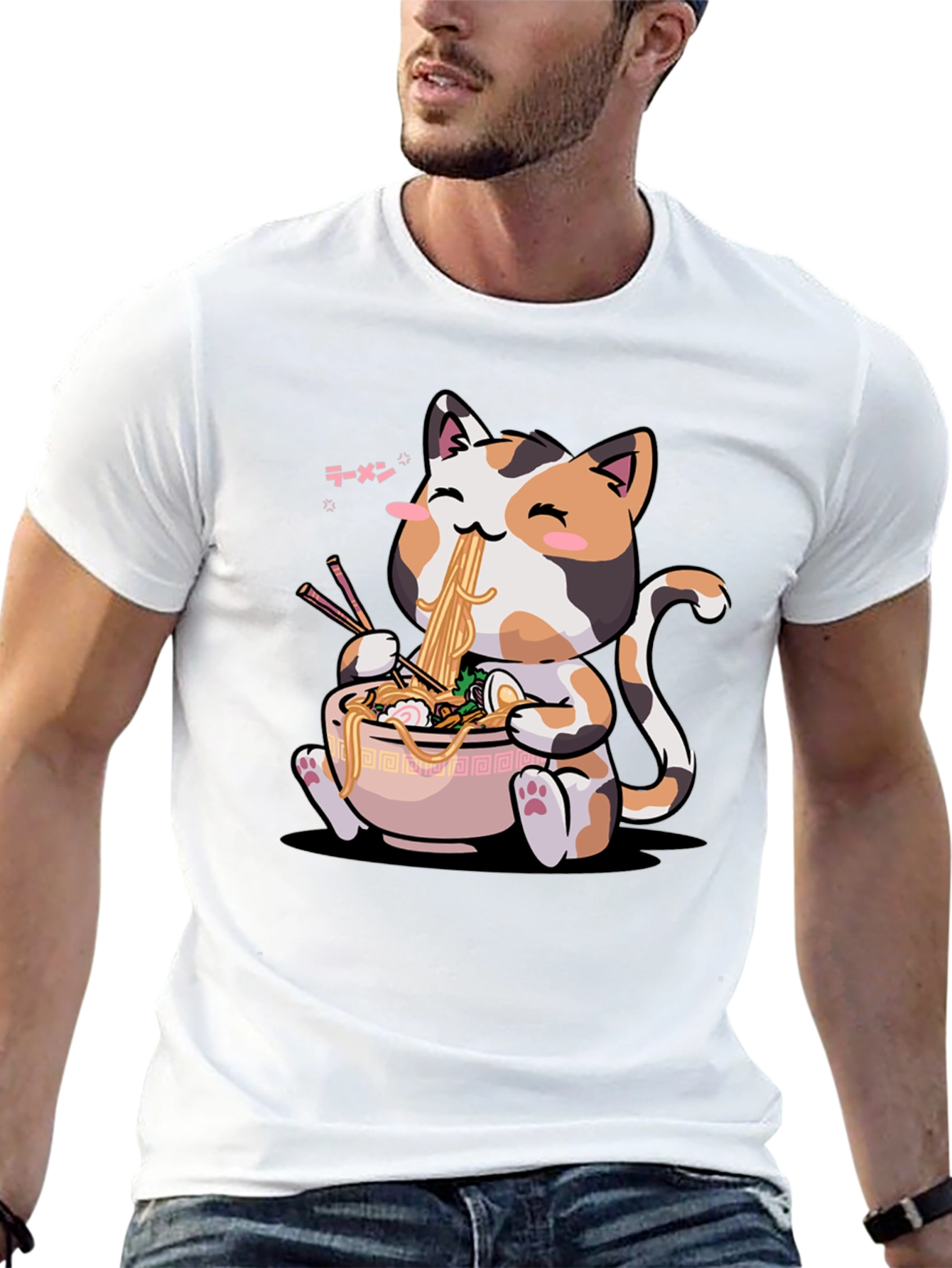 Kawaii Cat Ramen T-Shirt - Unisex Anime Style