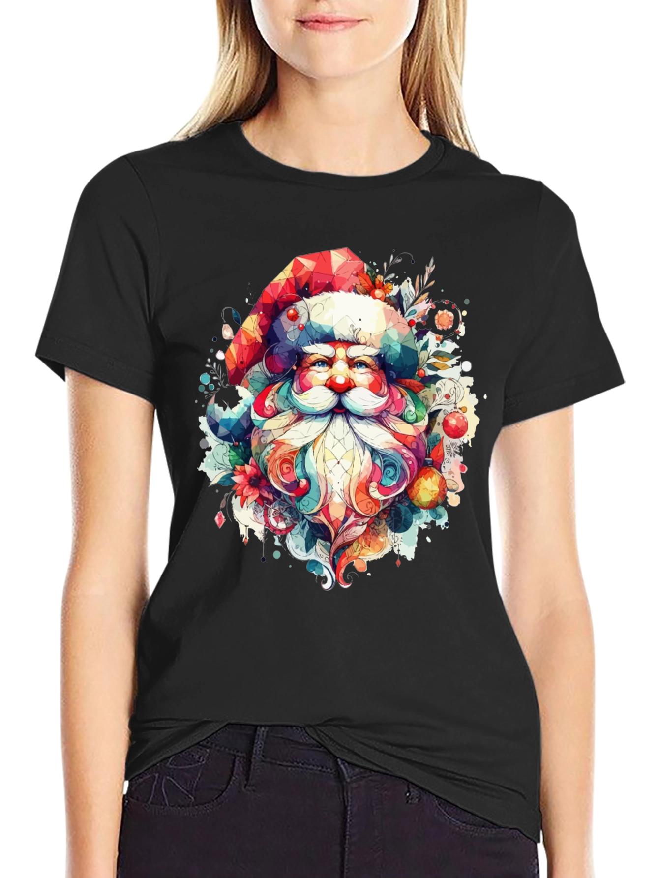 Festive Santa Graphic Tee - Holiday Cheer