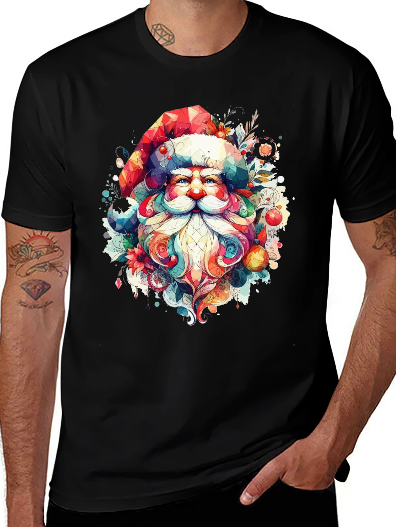 Festive Santa Graphic Tee - Holiday Cheer
