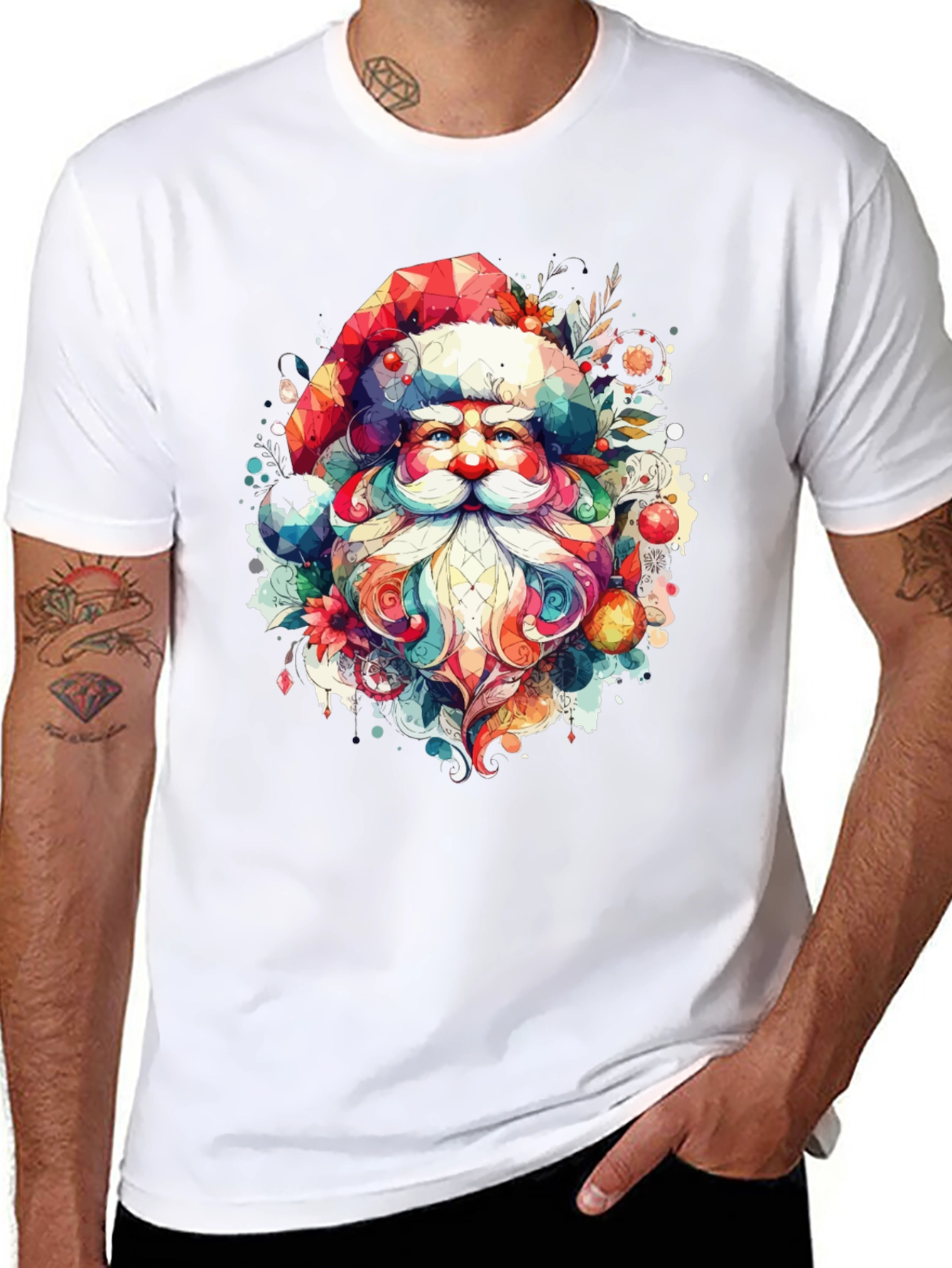 Festive Santa Graphic Tee - Holiday Cheer