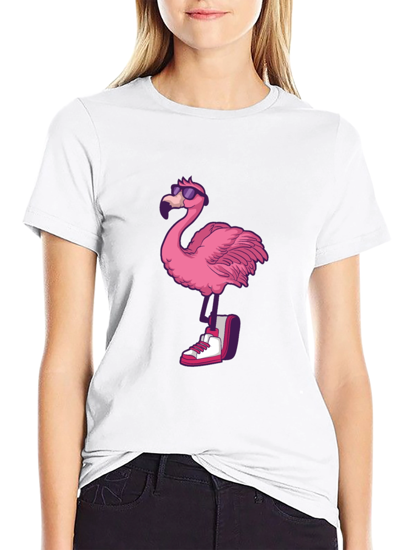 Cool Flamingo Graphic Tee - Black T-Shirt