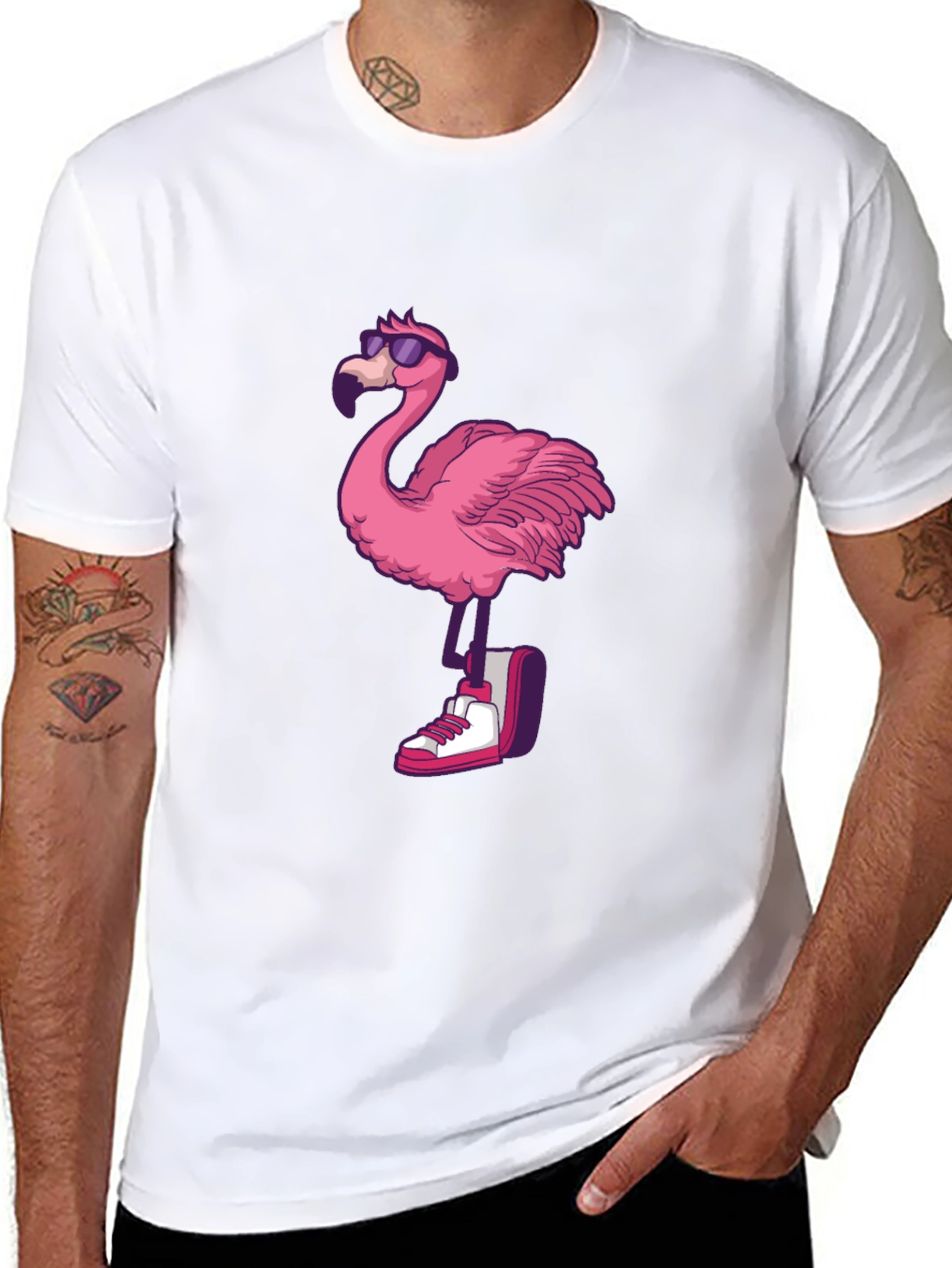 Cool Flamingo Graphic Tee - Black T-Shirt