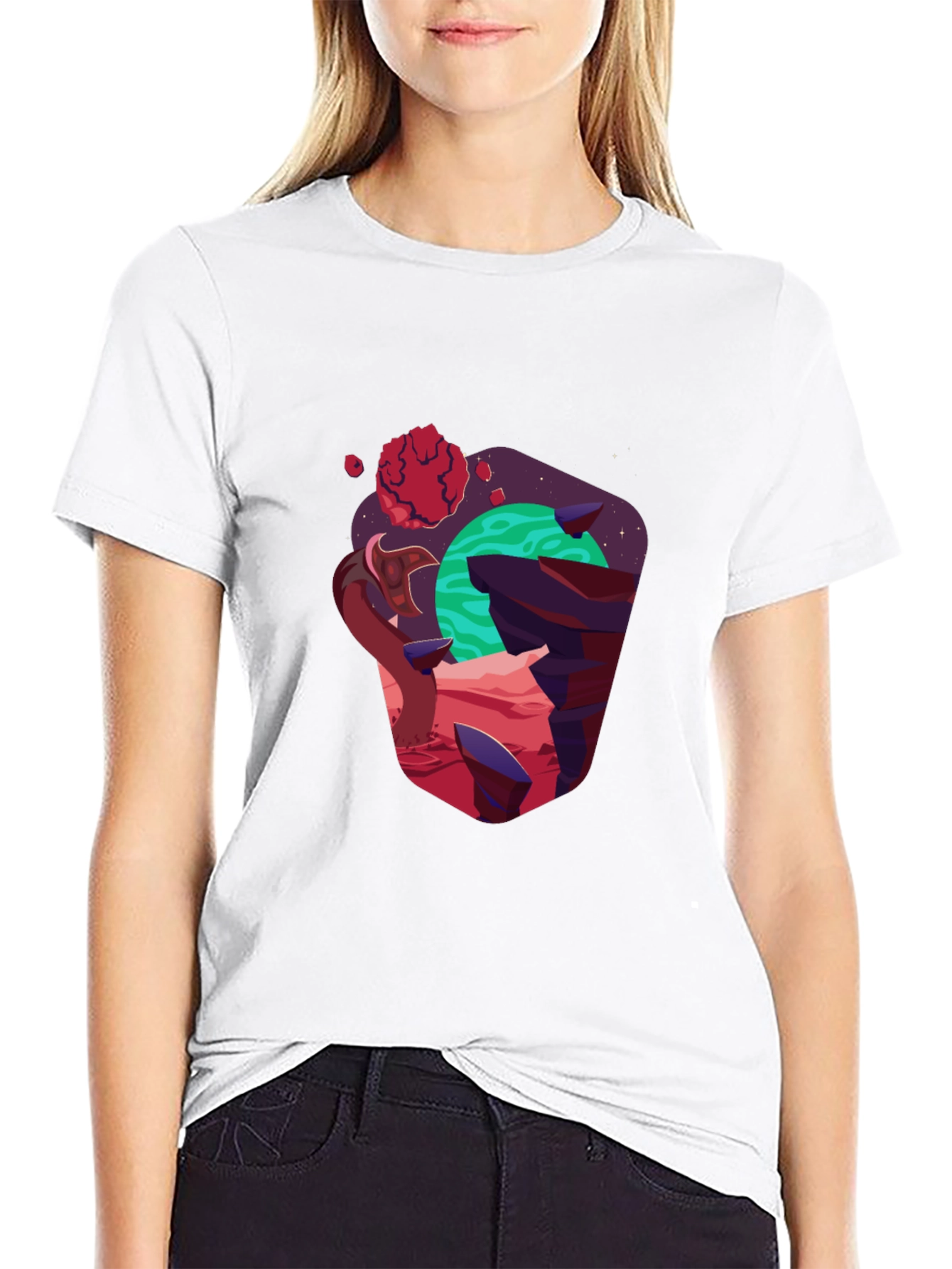Cosmic Planet Graphic Black T-Shirt