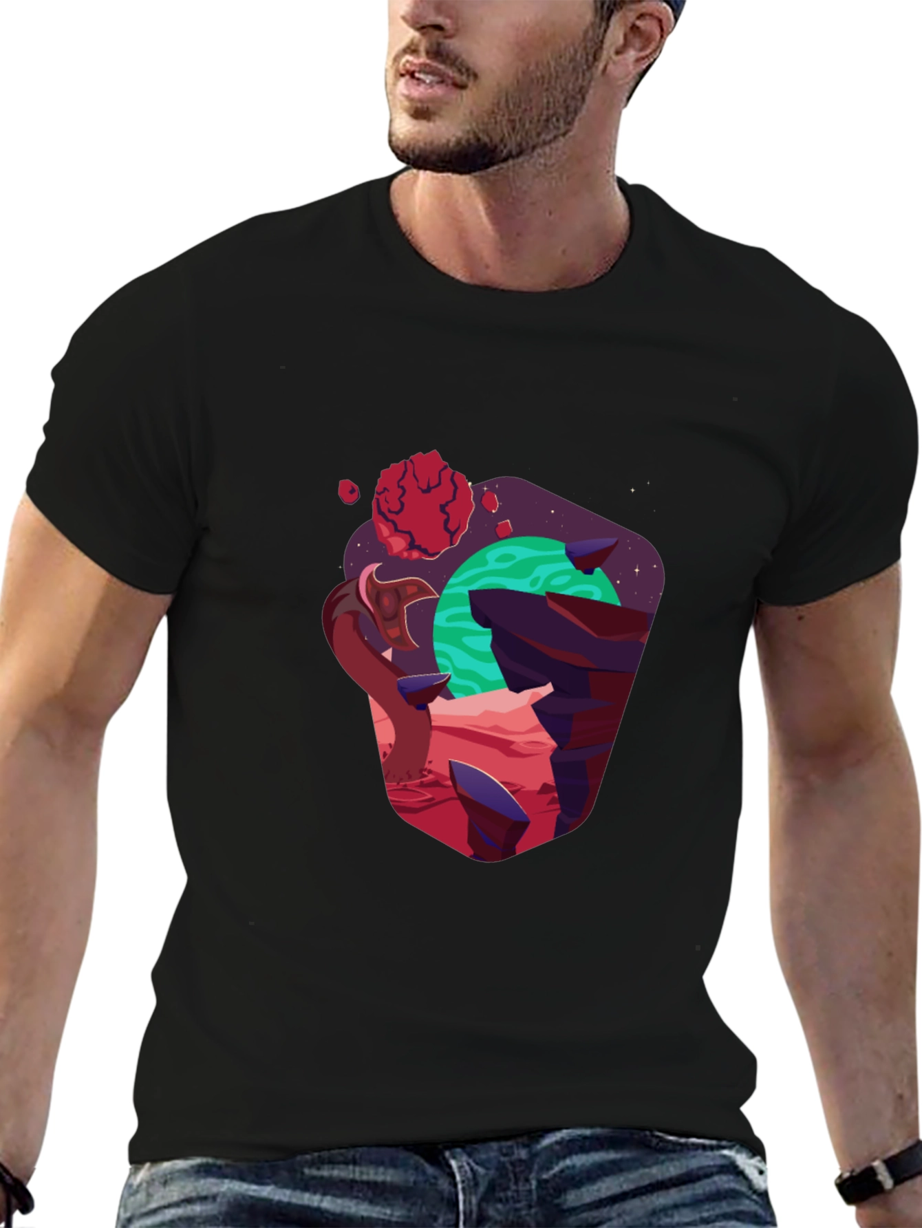 Cosmic Planet Graphic Black T-Shirt