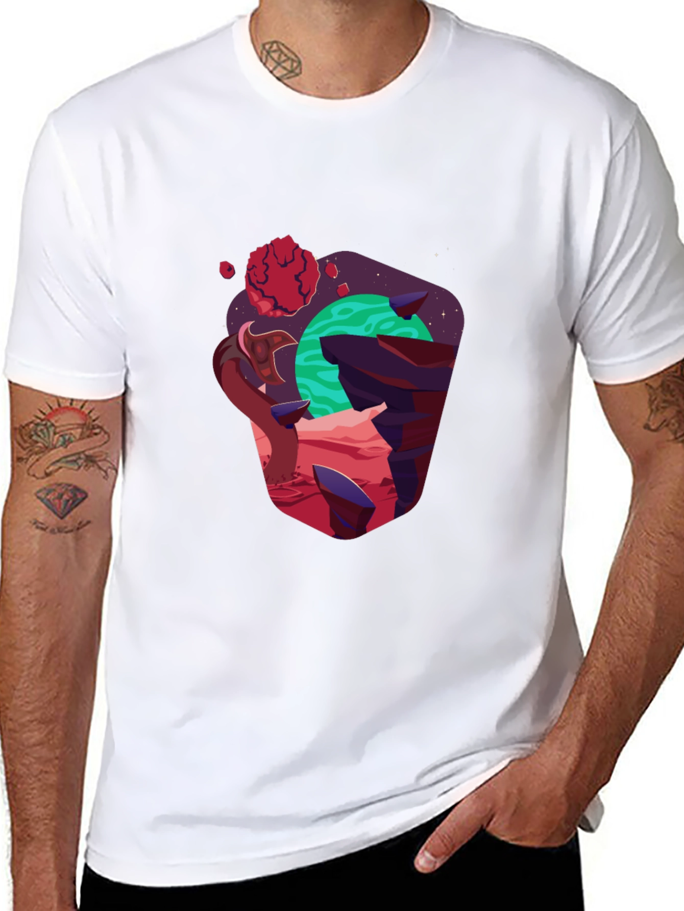 Cosmic Planet Graphic Black T-Shirt