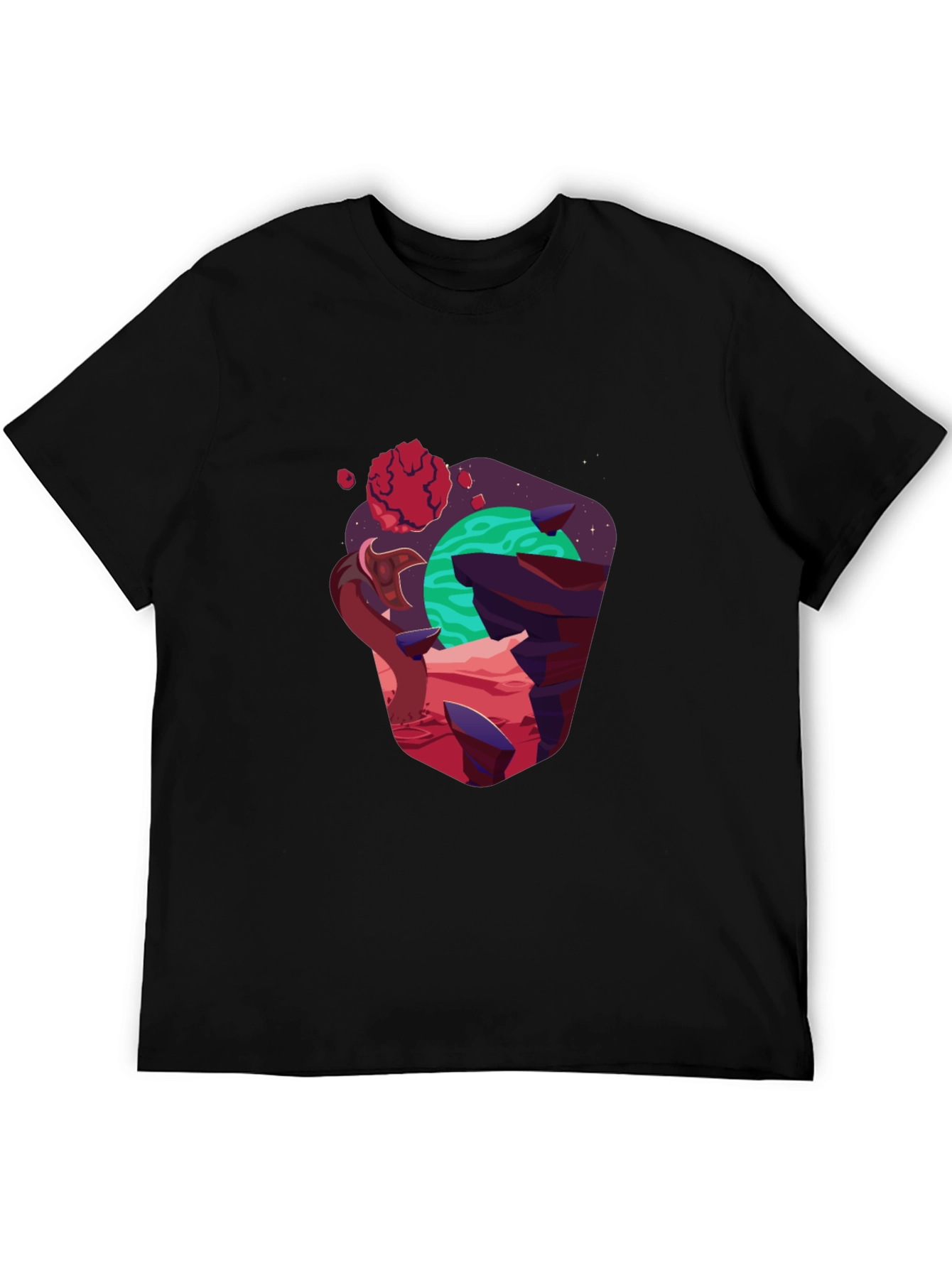 Cosmic Planet Graphic Black T-Shirt