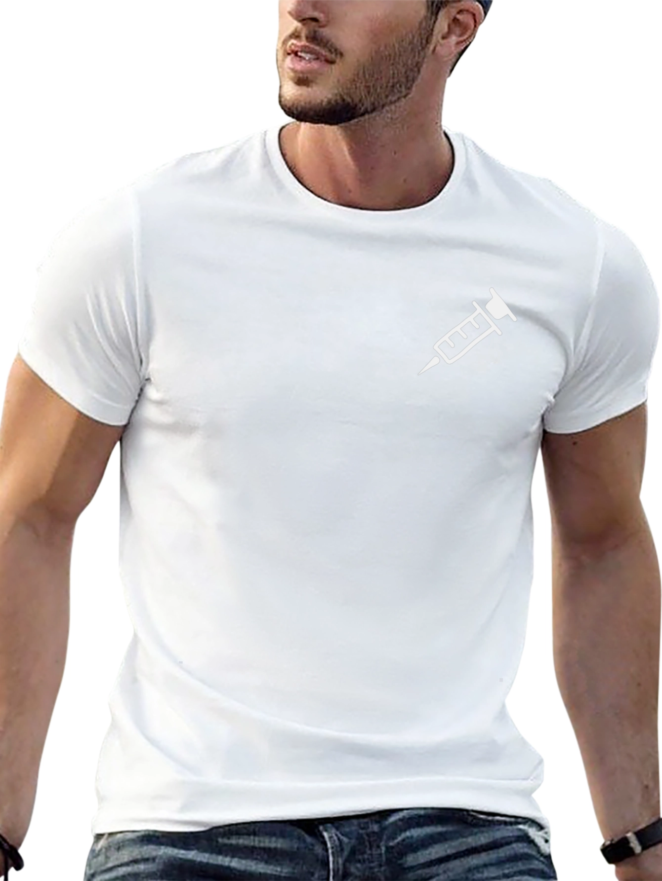 Mens Black T-Shirt with Syringe Graphic